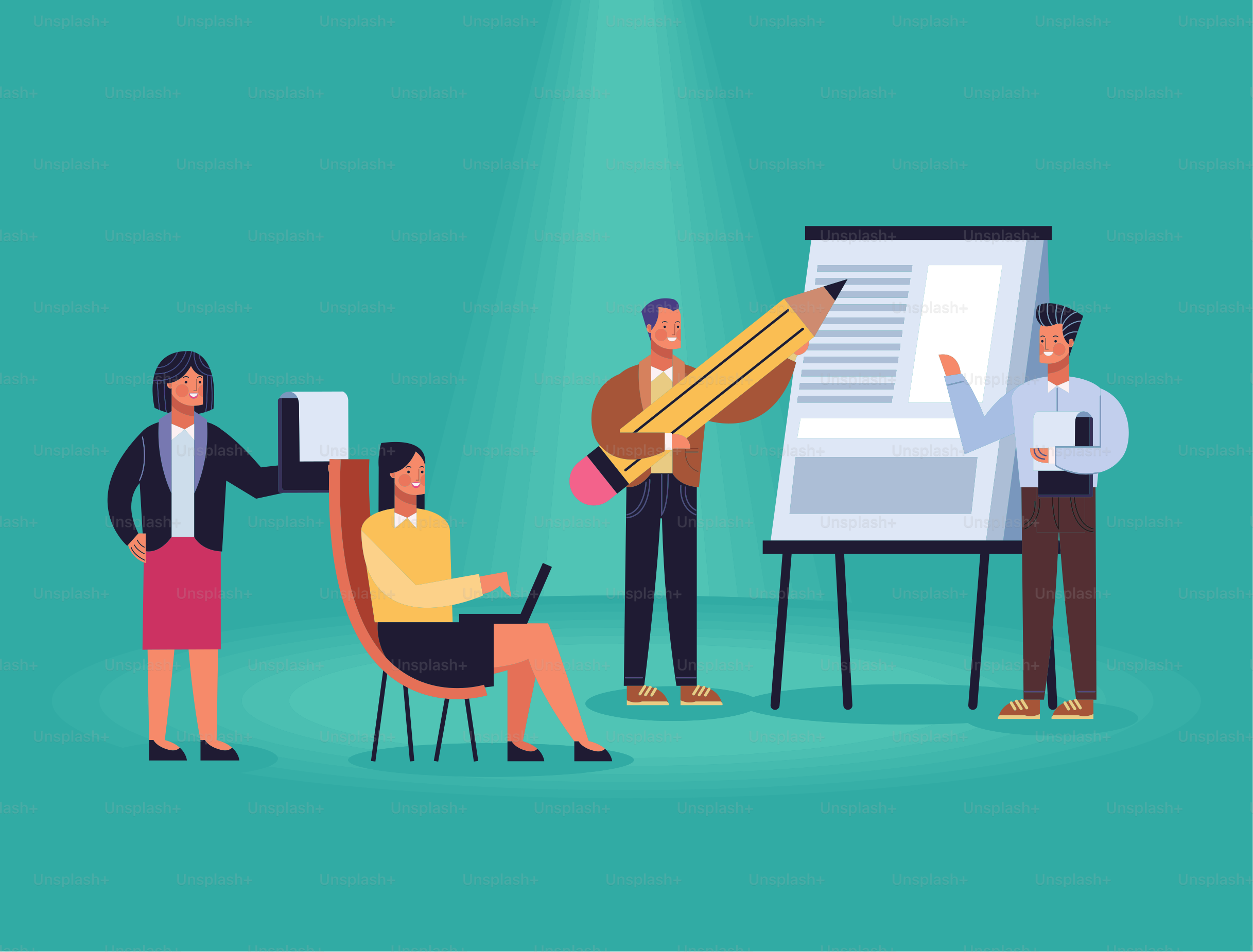 business persons in training characters