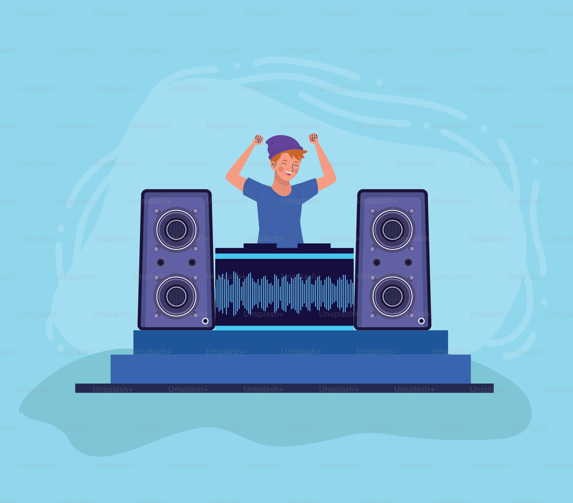 젊은 DJ 워커 음악 재생