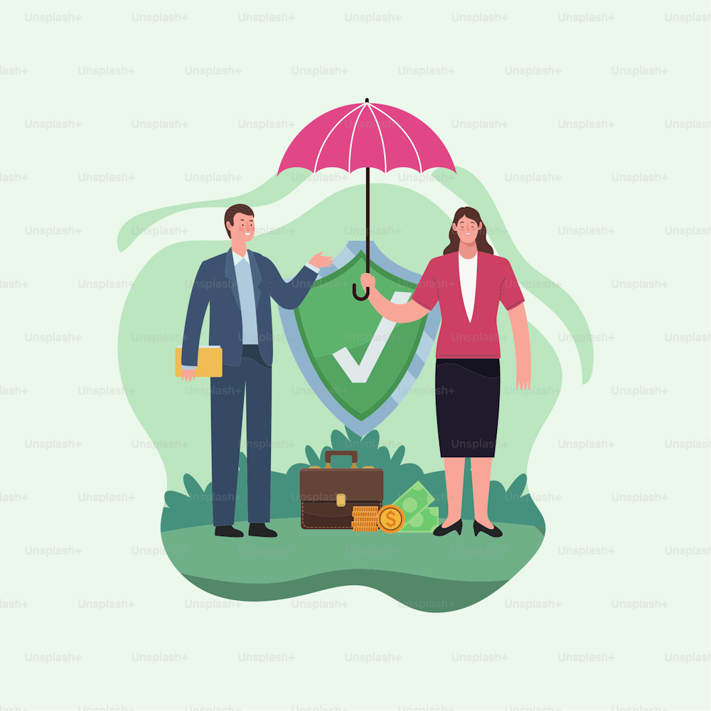 Icone dello scudo assicurativo e dell'ombrello
