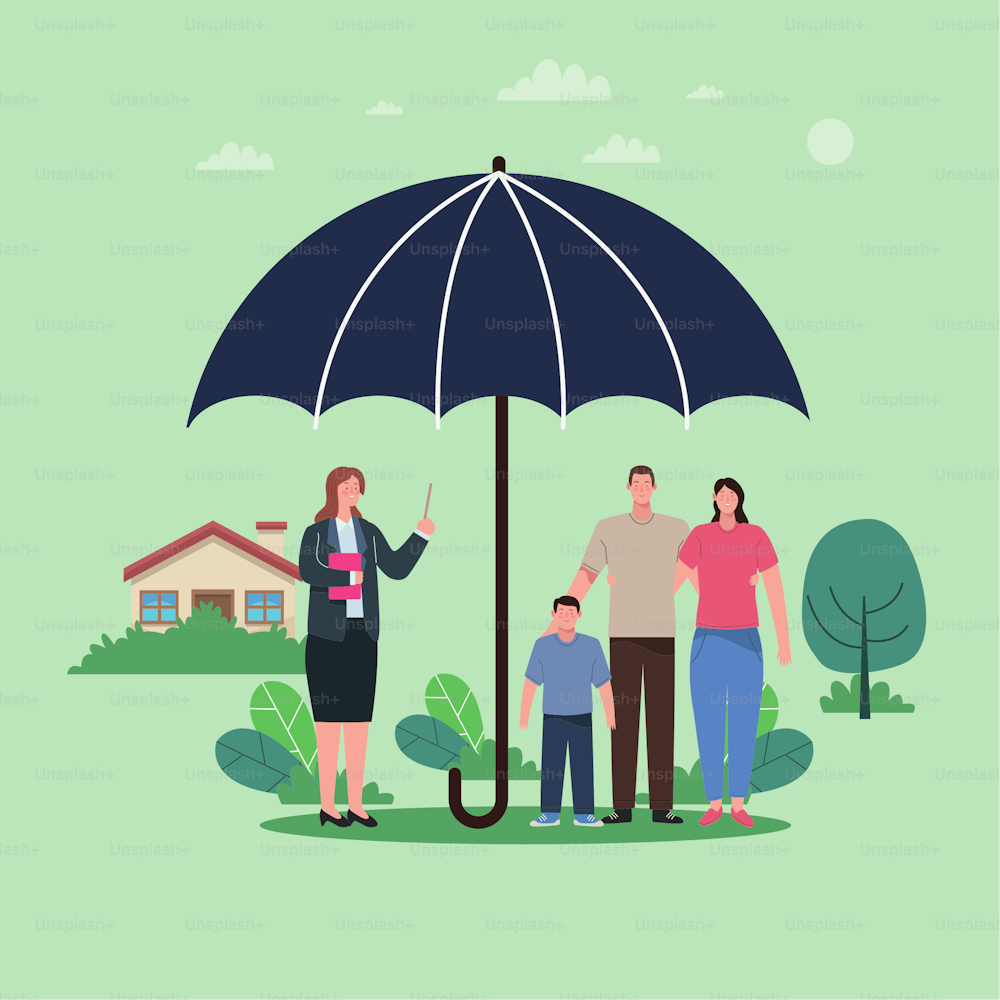 Assicurazione sulla casa con icone ombrello