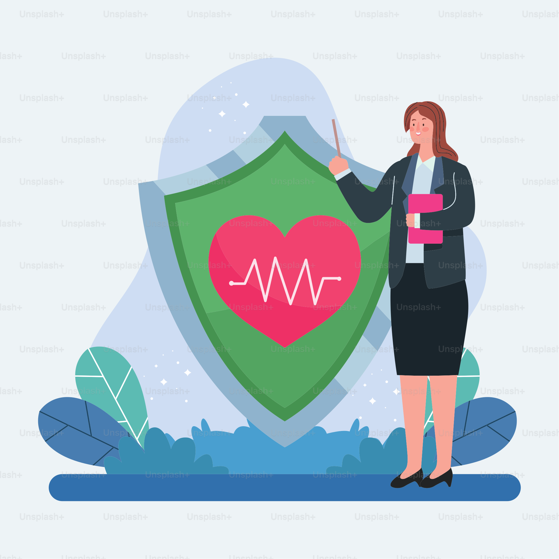 life insurance with heart in shield icons