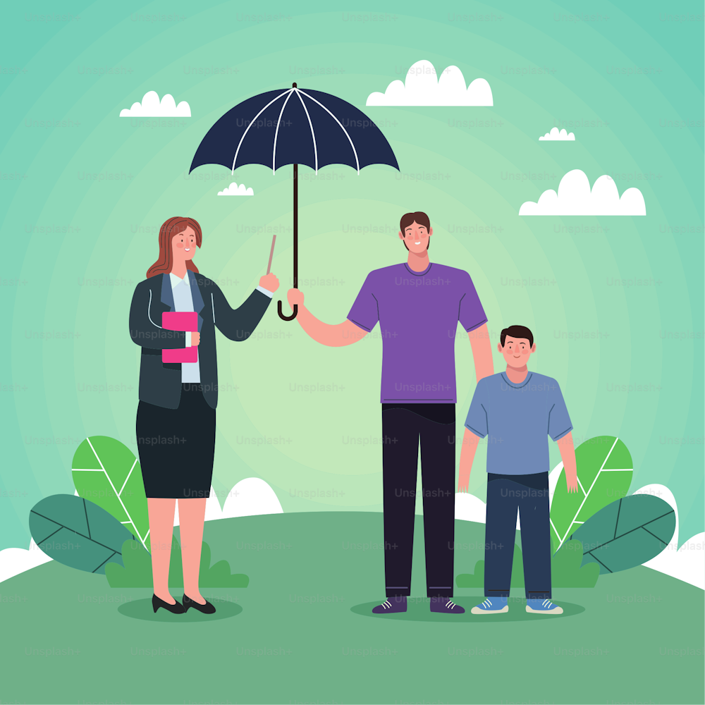 Assicurazione ombrello con icone agente