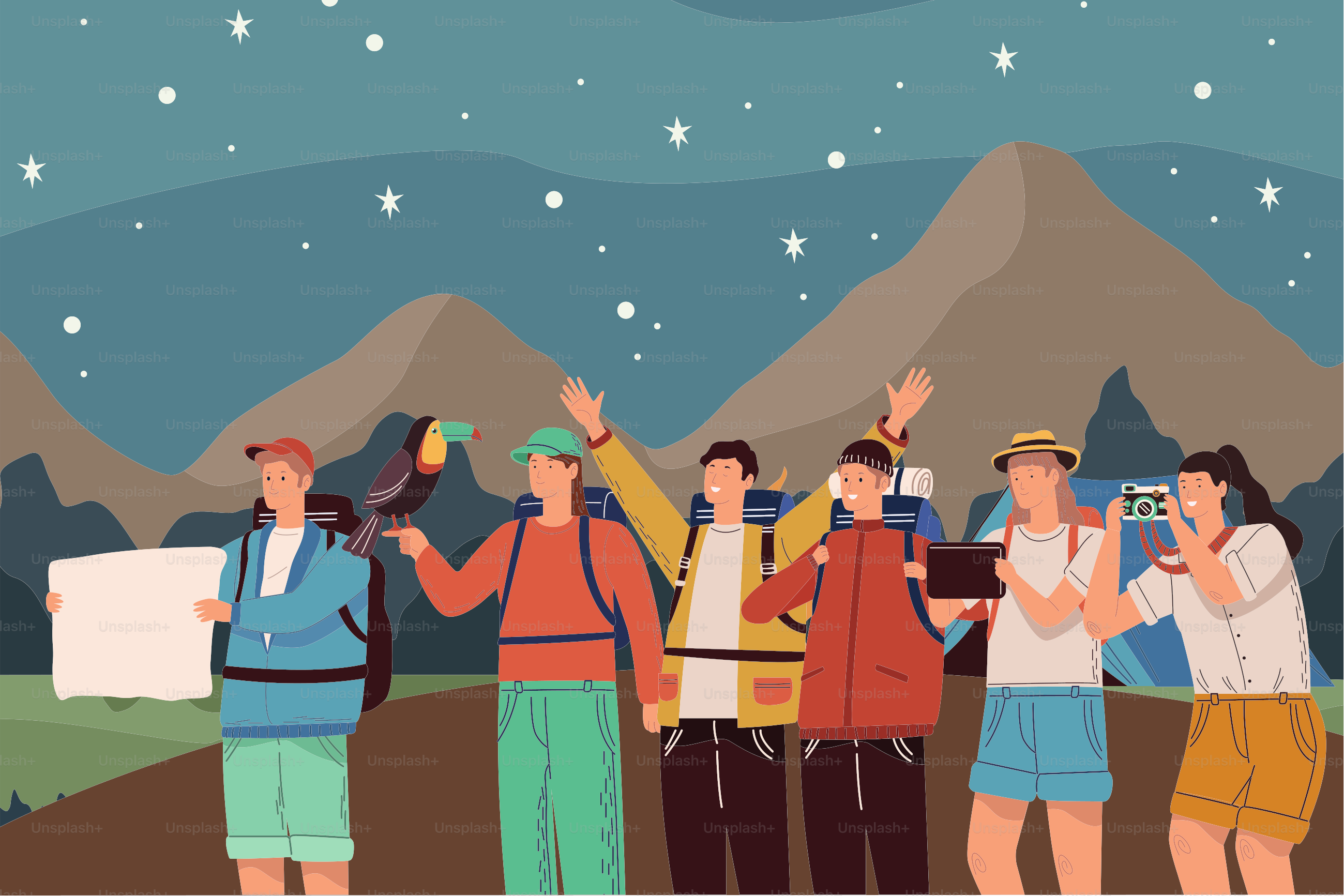 group of persons in camping zone