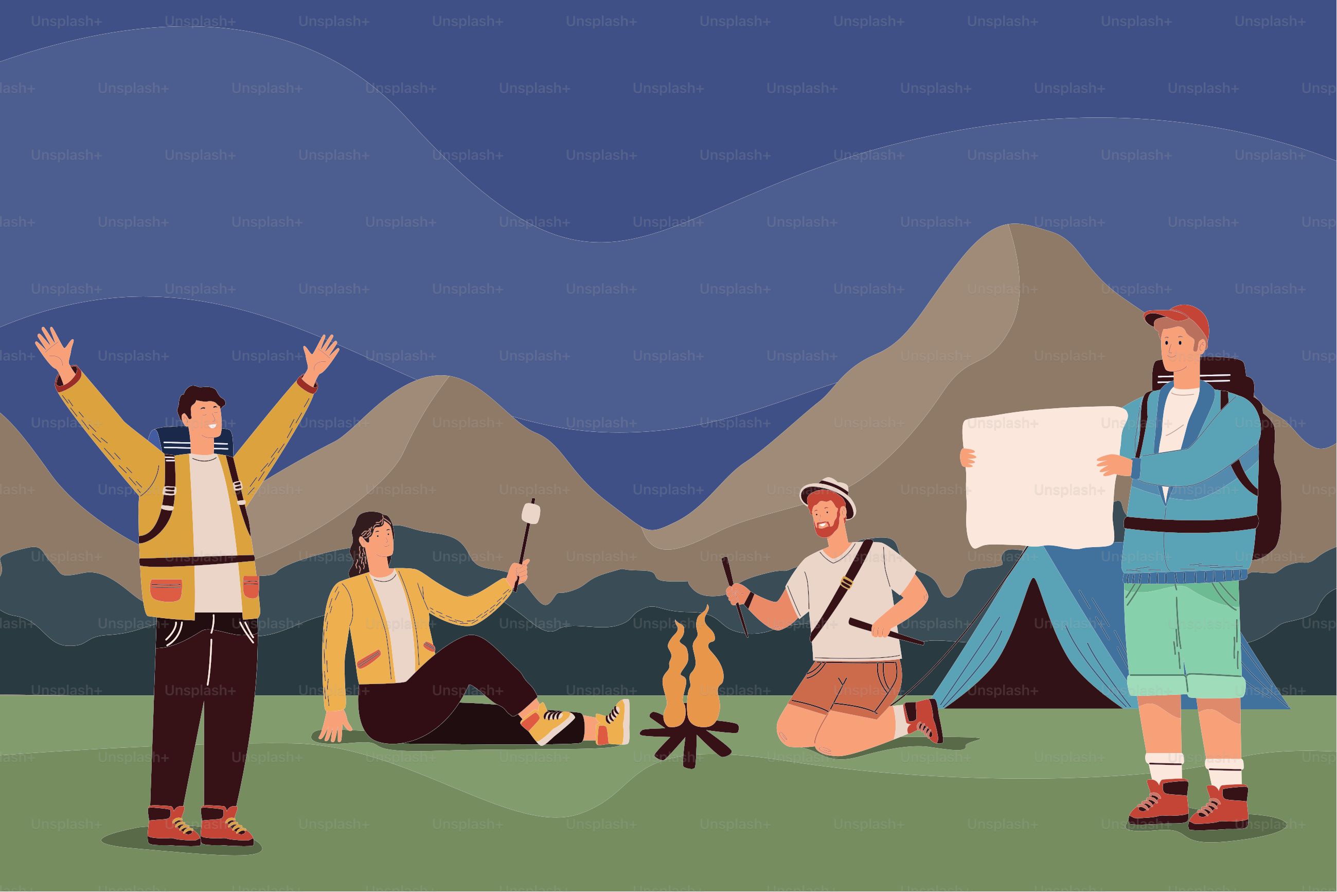 Reisende in der Campingzone