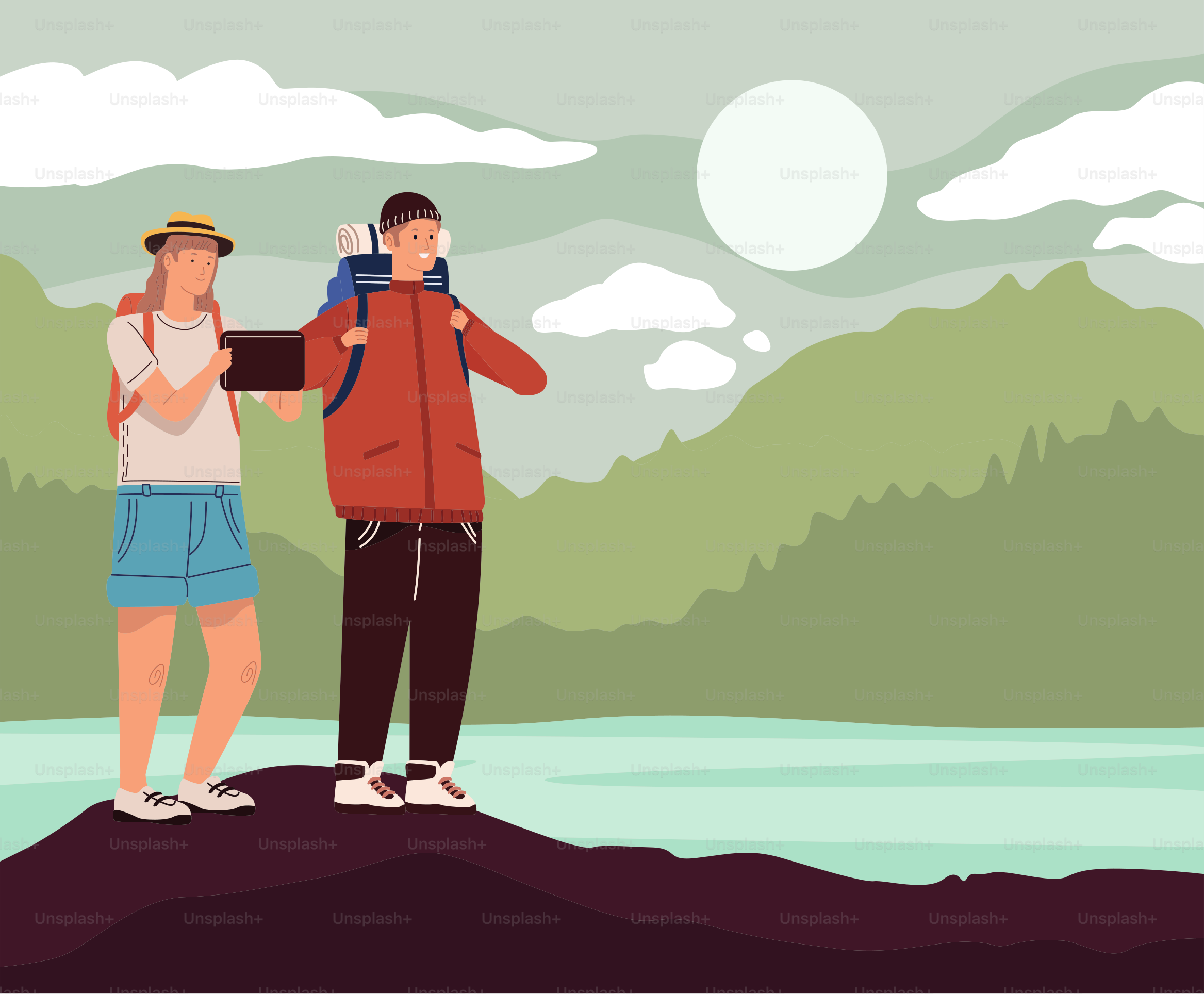 Charaktere als Reisende im See