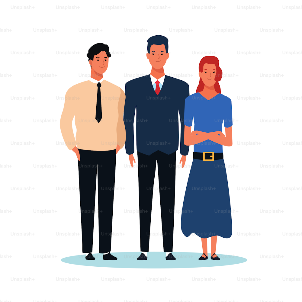 cartoon women and man standing over white background, colorful desgin. vector illustration