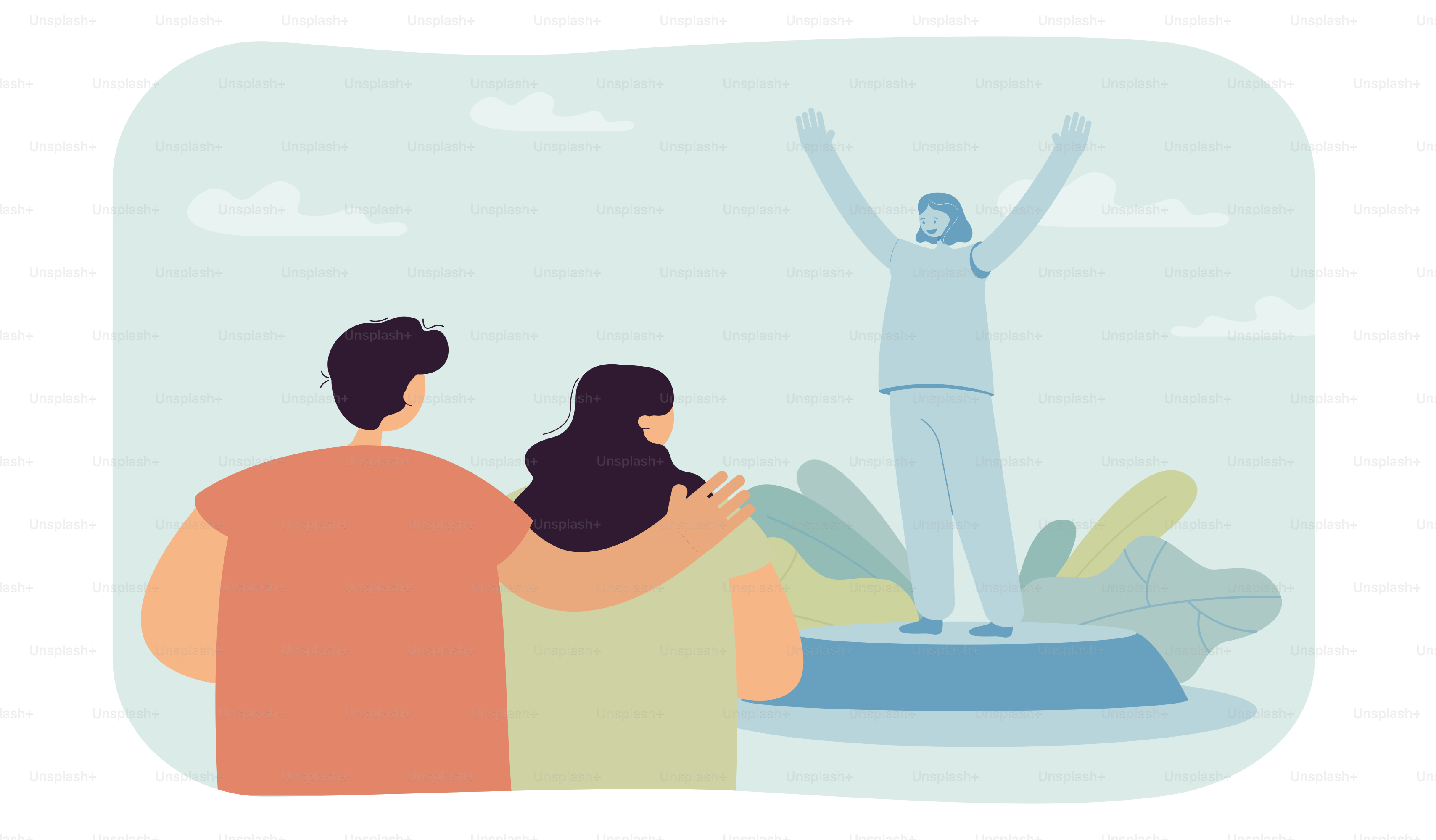 People listening speech of virtual public speaker. Podium speaker speaking to audience during online meeting flat vector illustration. Oratory concept for banner, website design or landing web page