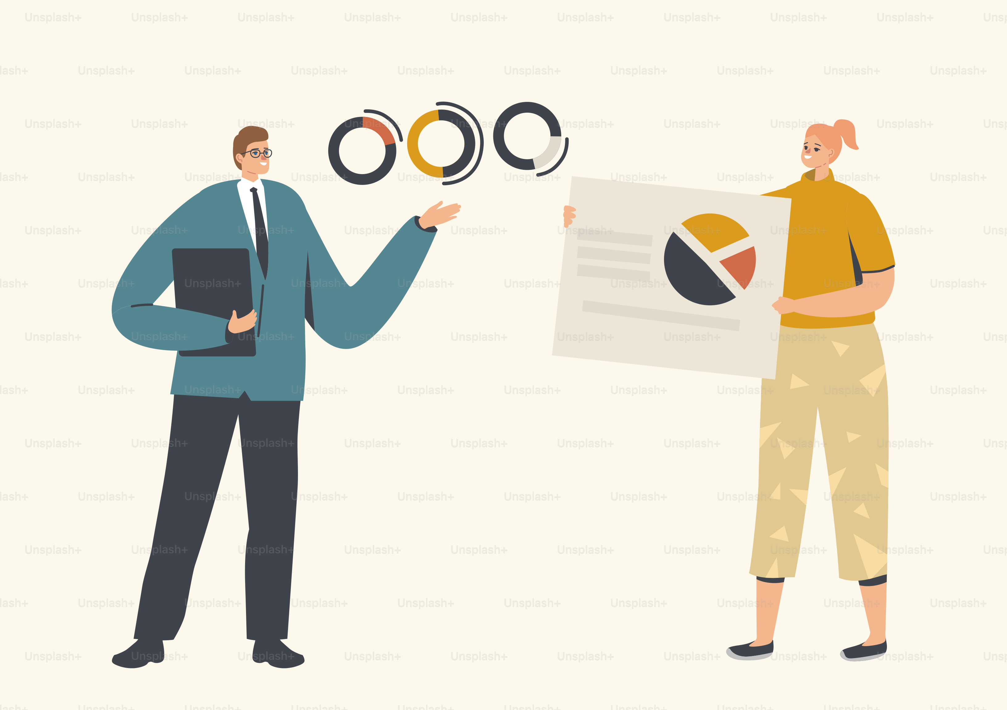 Conference Room Meeting for Presentation or Seminar. Business Trainer Character Giving Financial Consultation Presenting Data Analysis Statistics Charts and Graphs. Cartoon People Vector Illustration