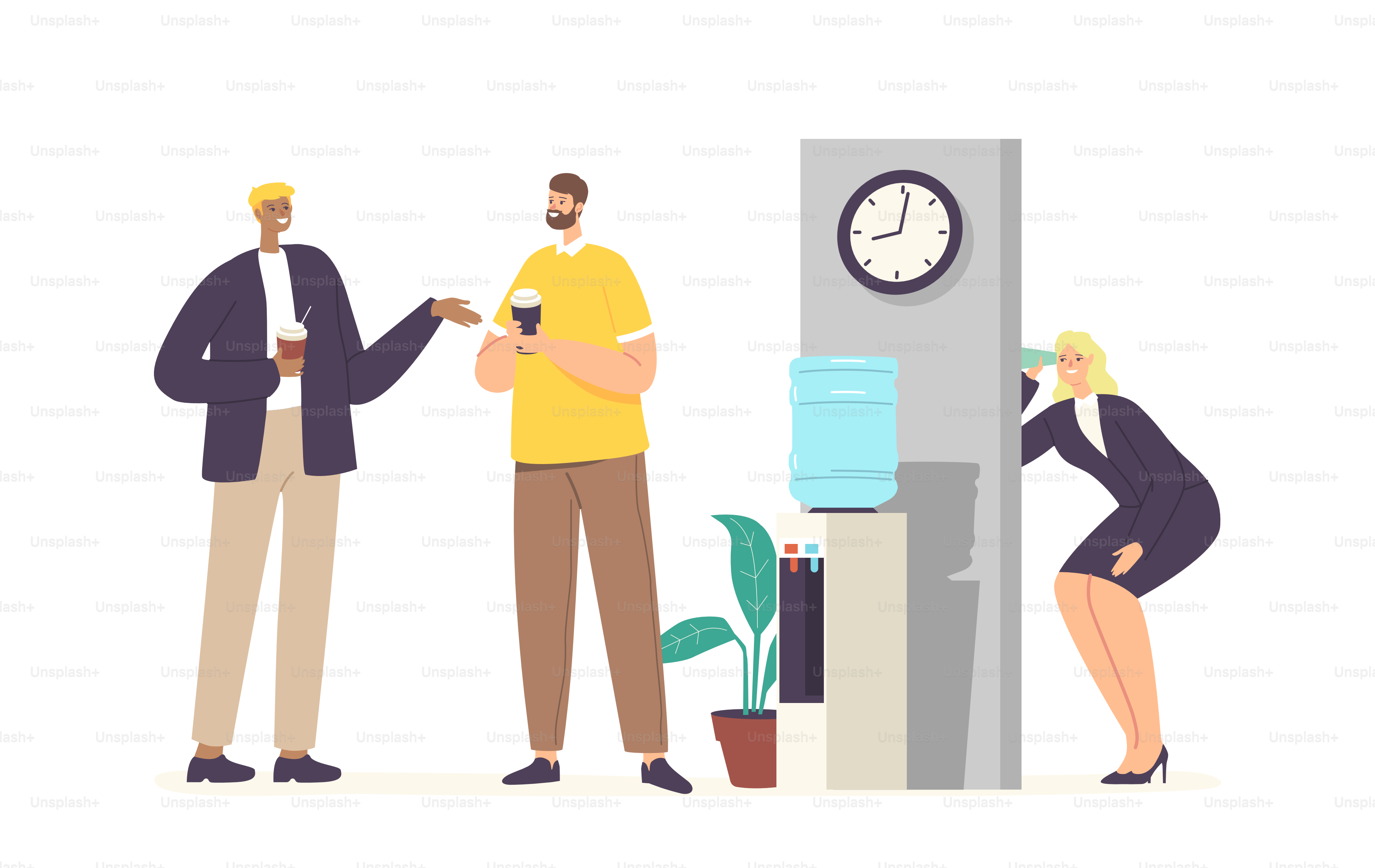 Curious Office Woman with Cup Spying to Colleagues, Overhearing, Collecting Secret Information and Gossips. Female Eavesdropper Character Listening through Wall. Cartoon People Vector Illustration