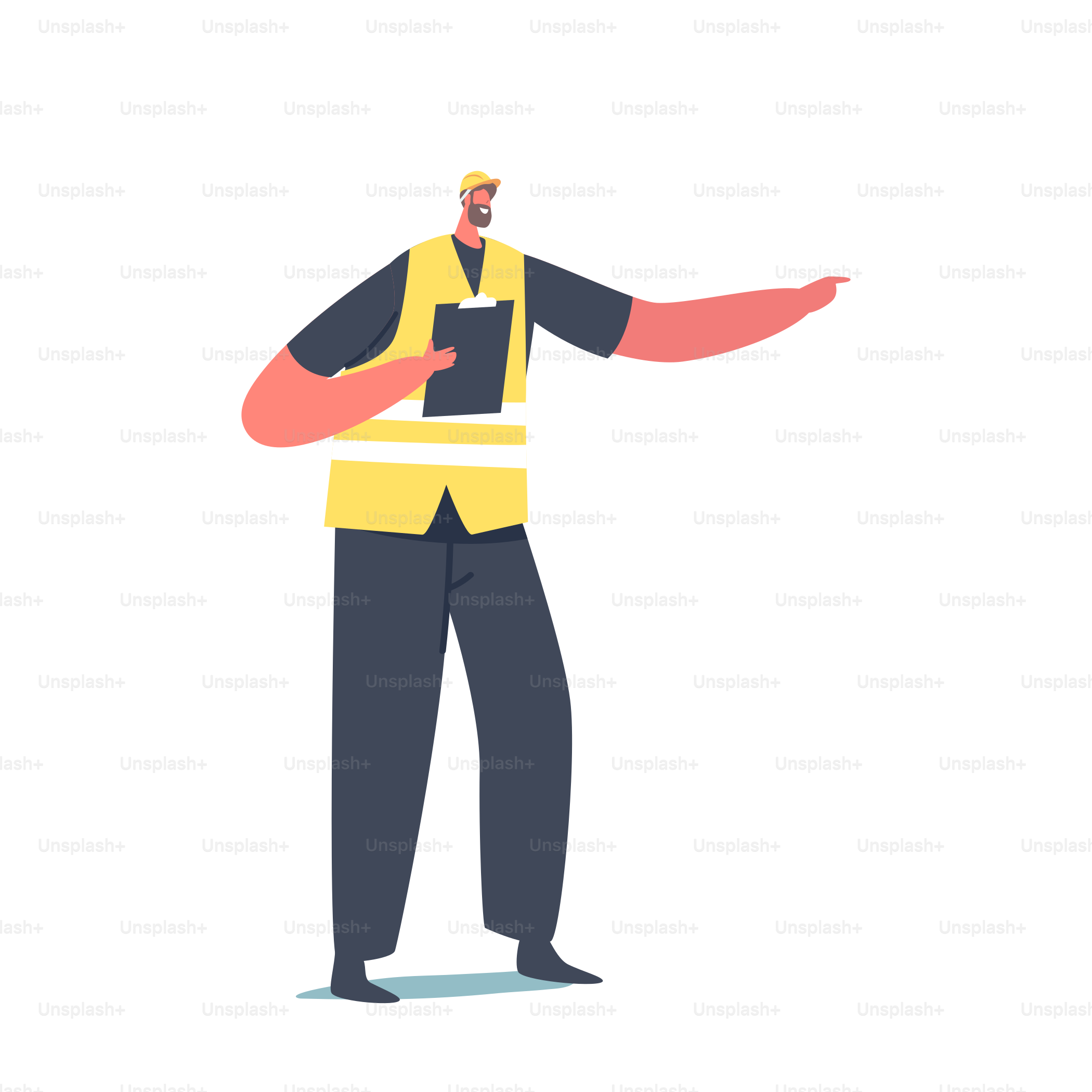 Builder, Engineer, Loader or Foreman Character with Clip Board. Architect, Professional Architecture Constructor Worker in Uniform Isolated on White Background. Cartoon People Vector Illustration