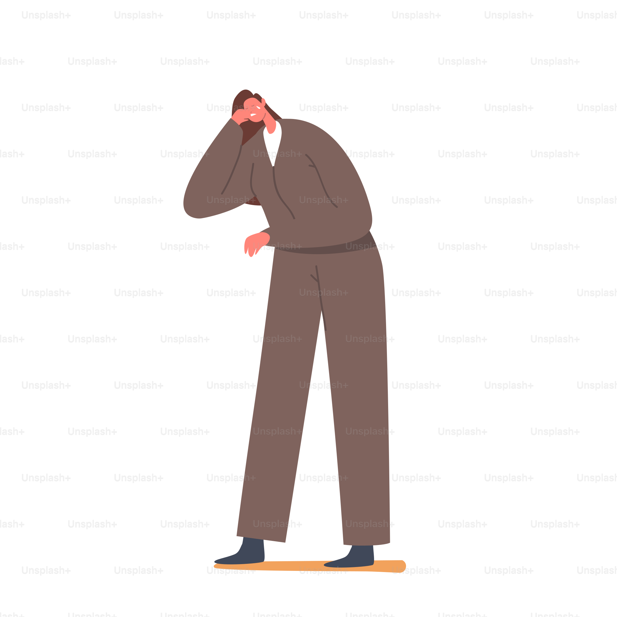 Sad Female Character Express Negative Emotions. Upset Girl Bad Mood, Melancholy, Grief or Sadness. Young Crying Woman with Unhappy Face and Tears Pouring Down. Cartoon People Vector Illustration