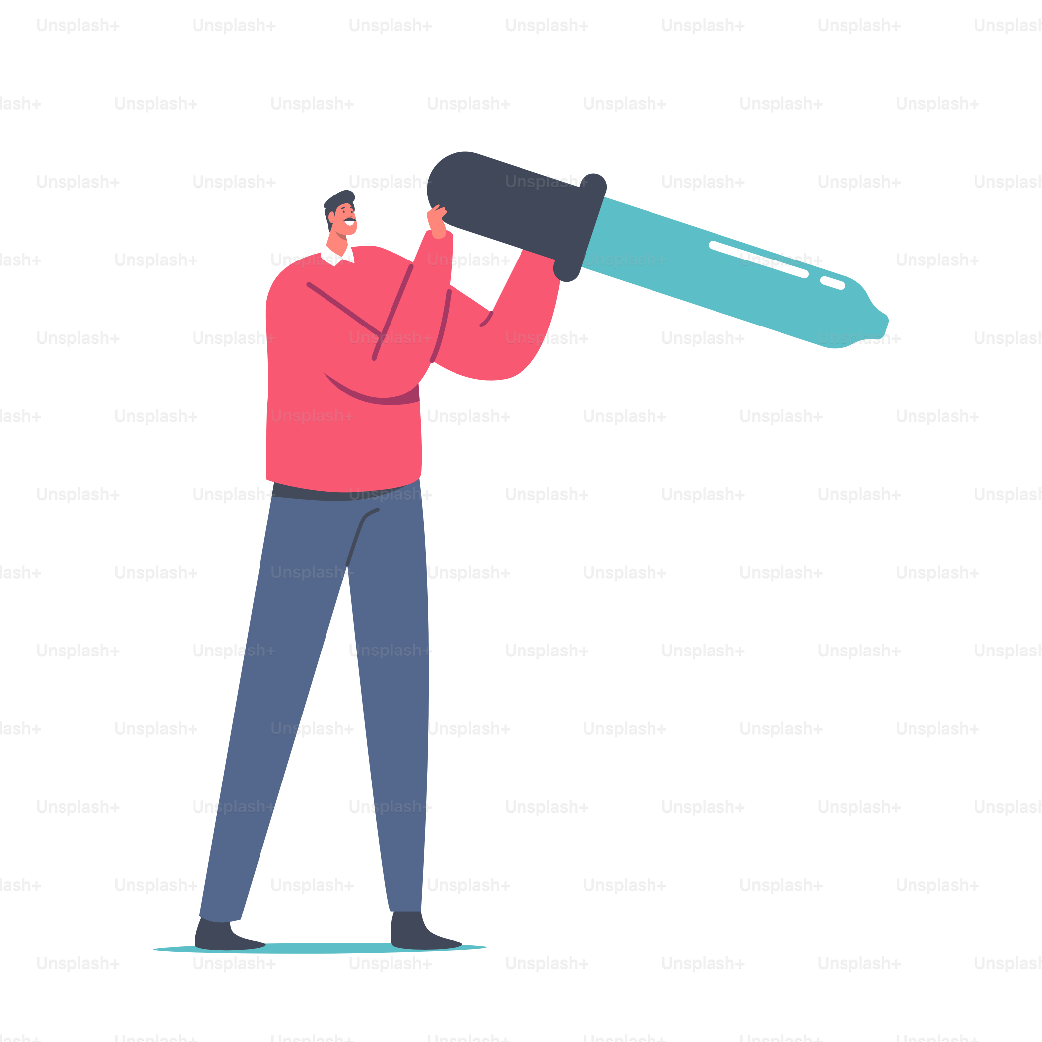 Tiny Male Character Holding Huge Pipette, Color Picker for Designers Paint and Ink Selection, Tone Spectrum Choice, Dripping Medical Solution, or Essential Oil. Cartoon People Vector Illustration