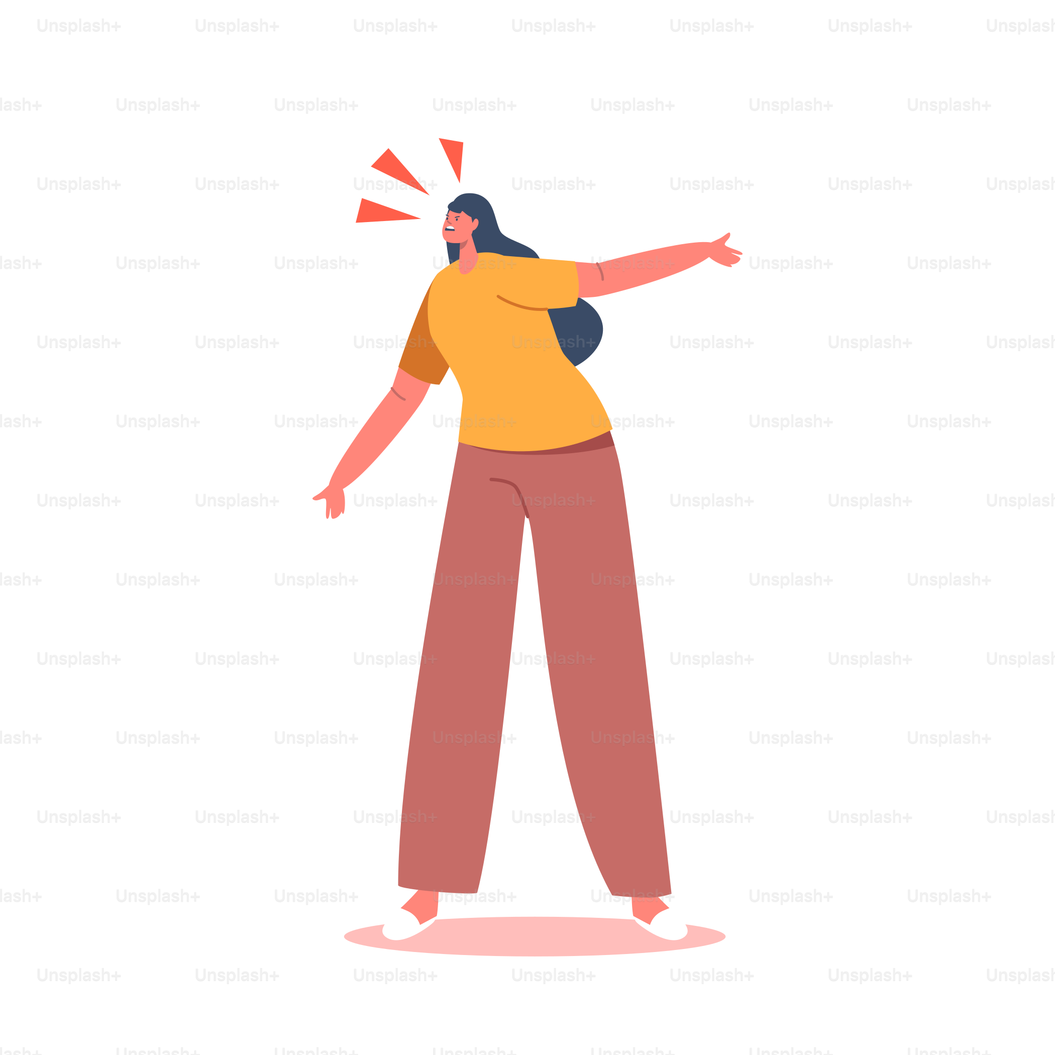 Angry Woman Screaming, Hysterical Negative Human Face Expression, Emotion, Bad Feelings Reaction. Conflict, Confrontation Concept, Aggressive Female Character Yell. Cartoon People Vector Illustration