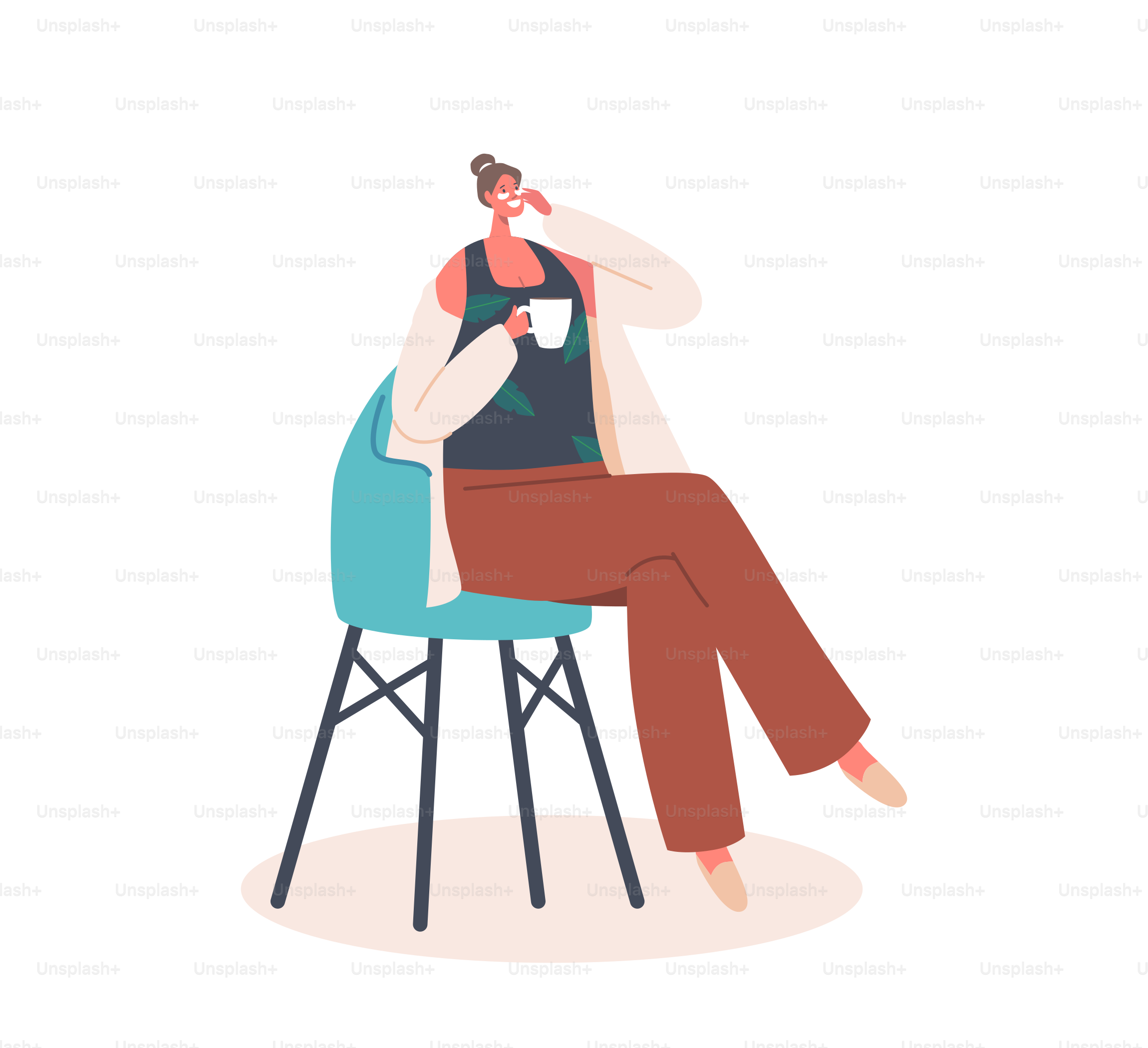 Woman Applying Natural Mask while Drinking Tea. Female Character with Eye Pads Apply Moisturizing Cosmetics, Spa, Hygiene Procedures, Body and Skin Care Relaxation. Cartoon Vector Illustration