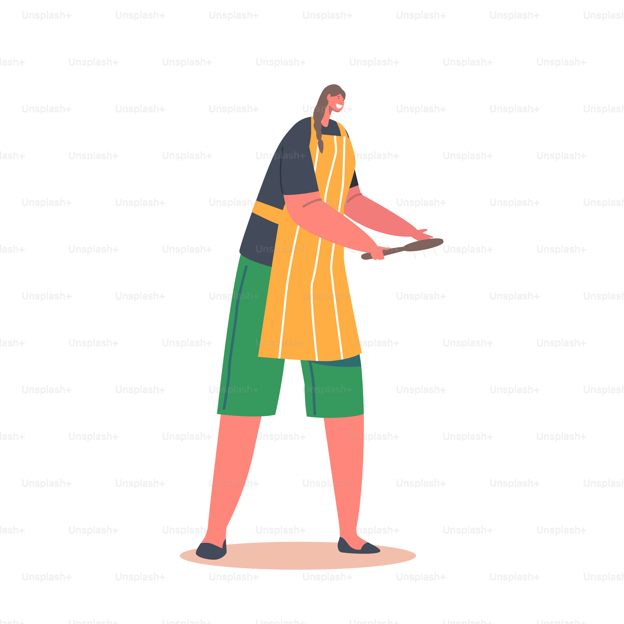 Coiffeuse Personnage féminin en tablier avec peigne à la main isolé sur  fond blanc. Femme employée de salon de coiffure ou de salon de coiffure.  Service de beauté styliste professionnel. Illustration vectorielle, image size:3000x3000