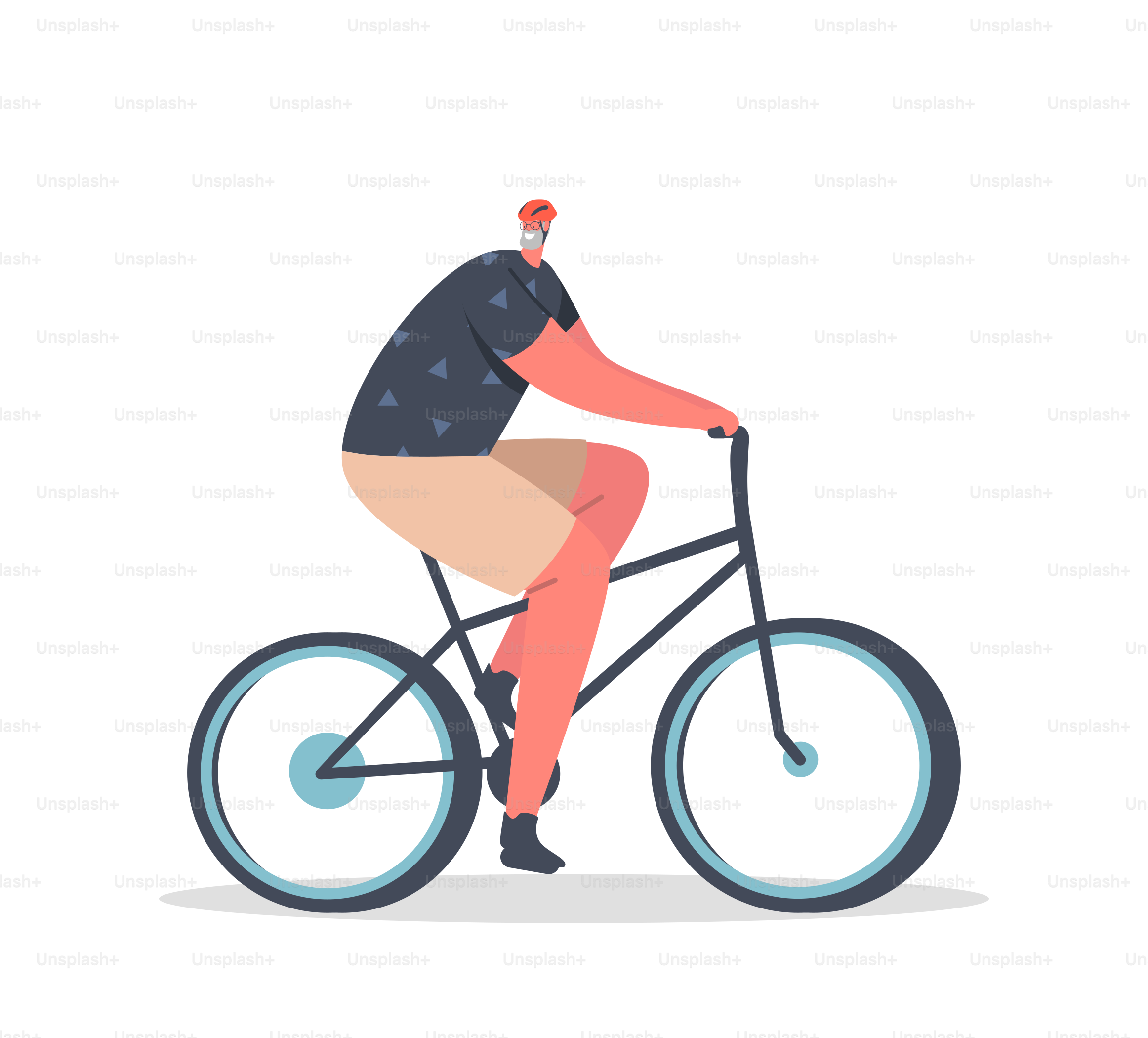 Cheerful Senior Man Riding Bicycle, Pensioner Active Lifestyle, Aged Male Character Extreme Activity, Senior Driving Fast on Bike, Walking in Park, Travel or Relax. Cartoon People Vector Illustration