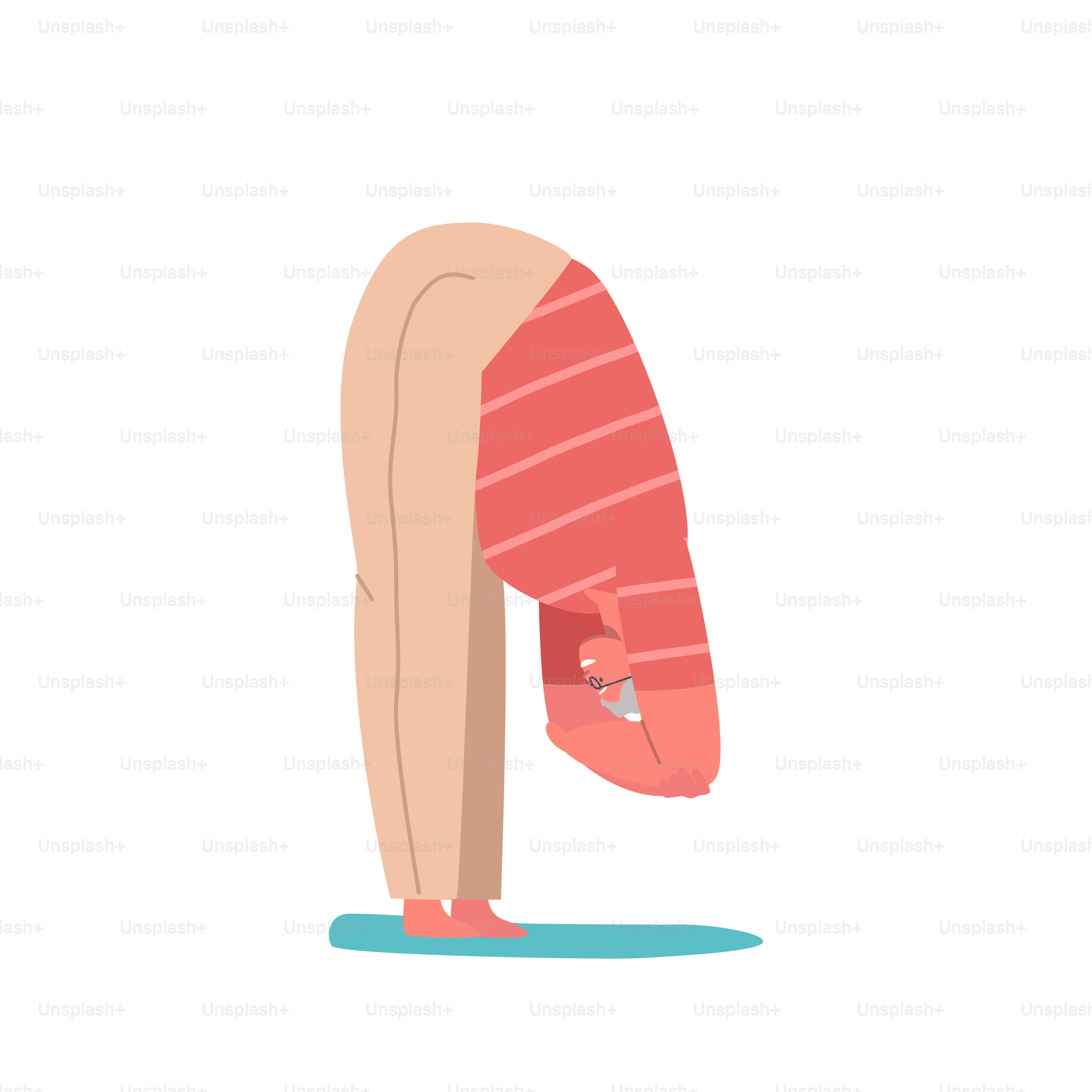 Elderly Female Character Stand in Bent Yoga Pose, Old Woman Healthy Lifestyle, Relaxation, Emotional Balance, Flexibility Positive Mood Isolated on White Background. Cartoon People Vector Illustration