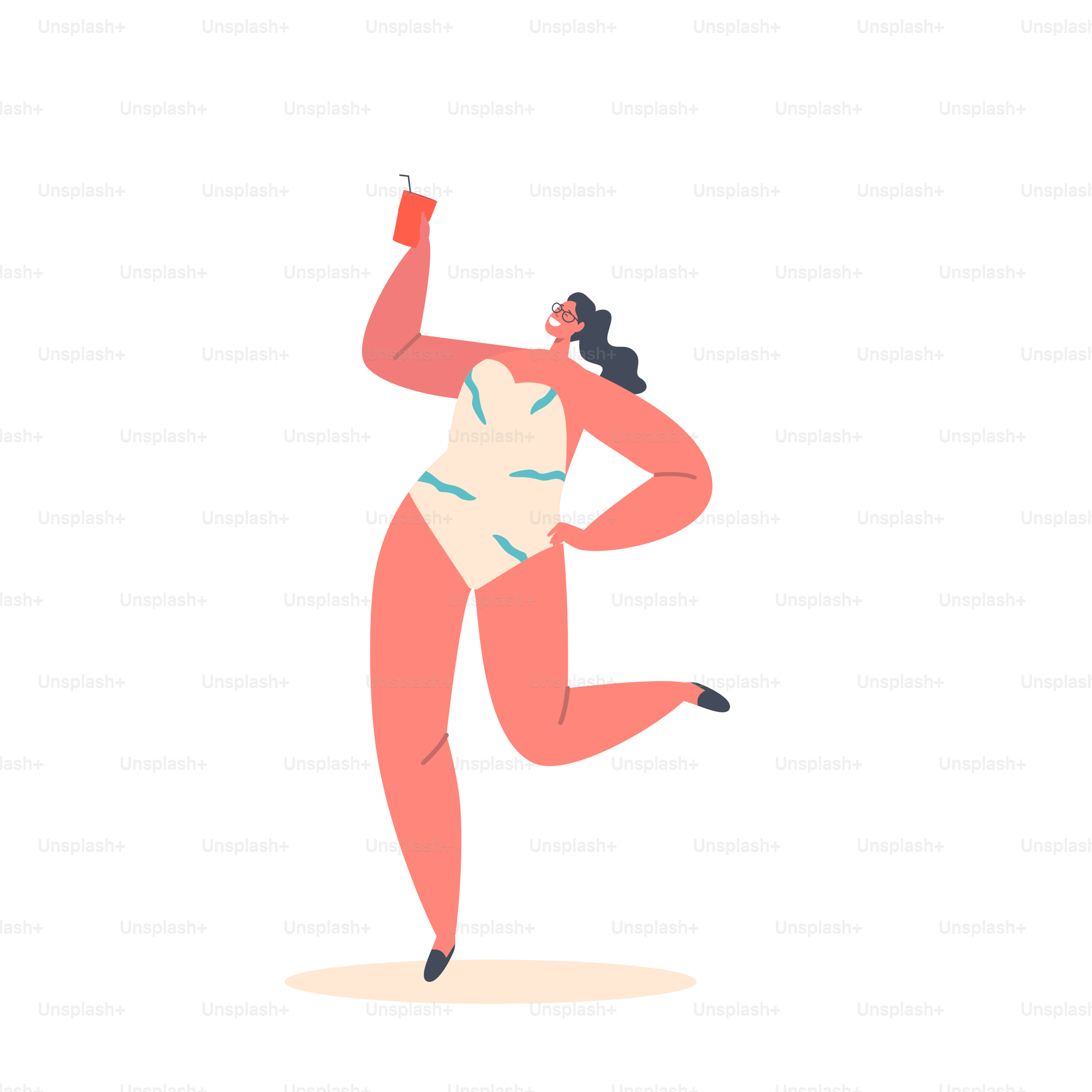 Happy Woman in Swimwear Celebrate Beach Party Isolated on White Background. Smiling Young Woman Enjoying Exotic Cocktails on Seaside. Girl Fun on Summer Vacation. Cartoon People Vector Illustration