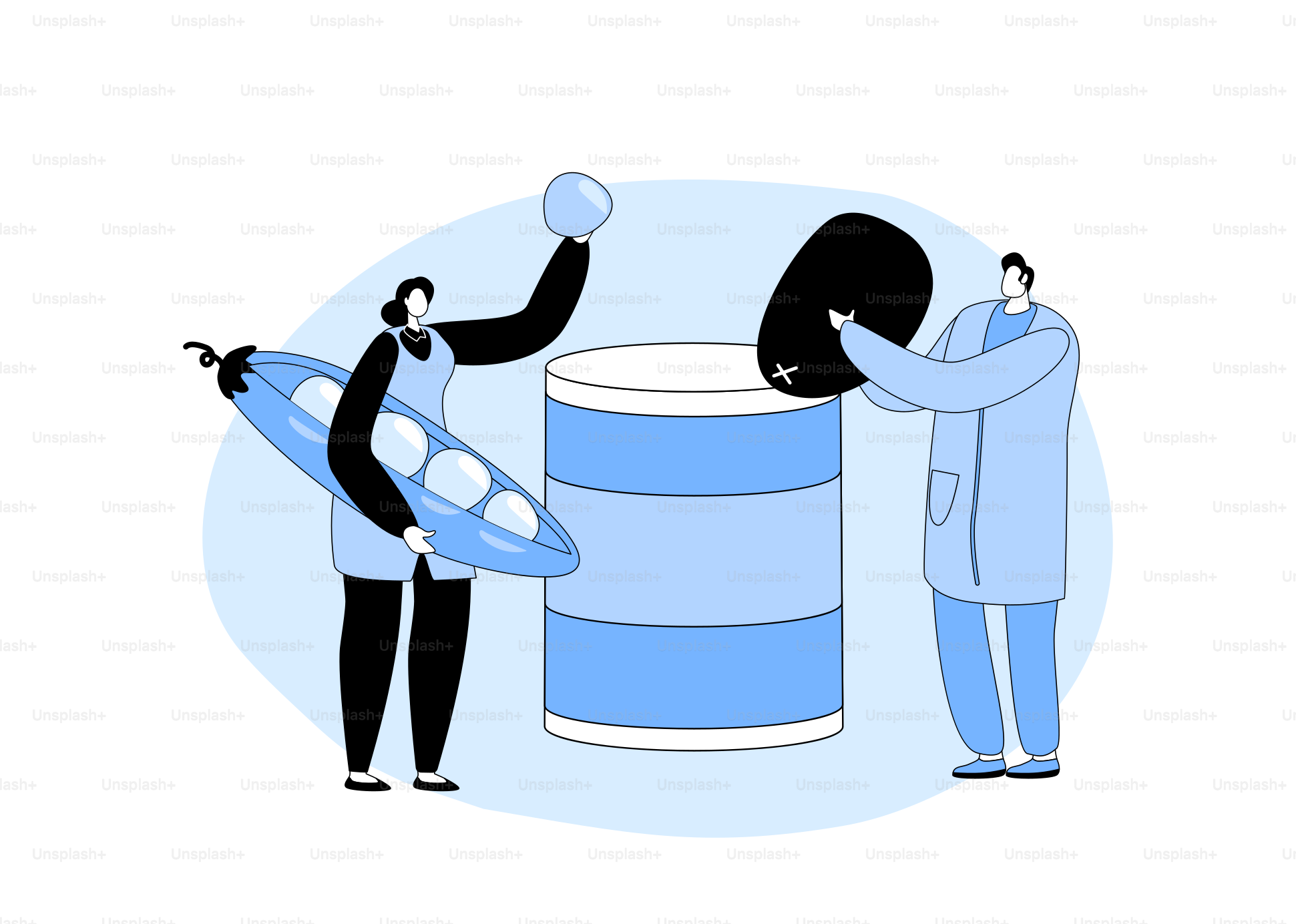 Healthy Food Industry, Vegetarian Nutrition, Conserves Manufacture. Male and Female Characters Work on Canning Factory, Inspecting Green Peas before Putting to Tin Can. Cartoon Vector Illustration