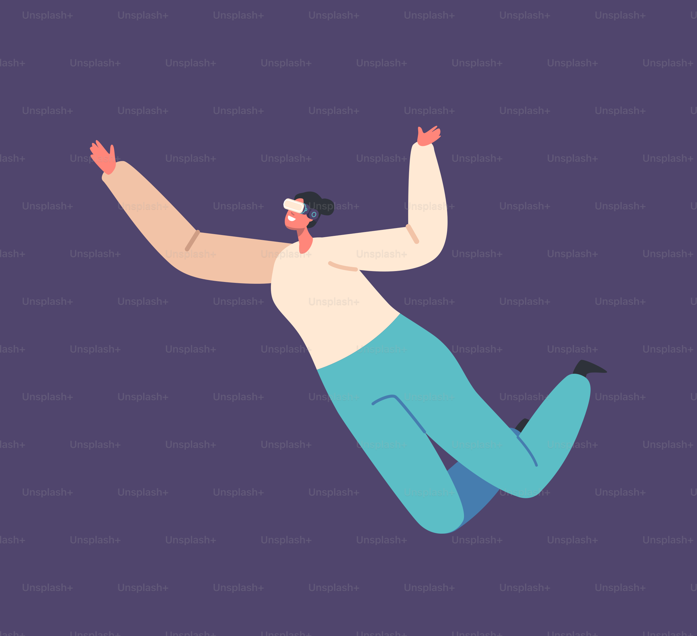 Woman wear Digital Glasses or Goggles Gaming Fun in Metaverse. Happy Female Character Vr Experience Using Virtual Reality Headset, Video Game and Ai Entertainment Concept. Cartoon Vector Illustration