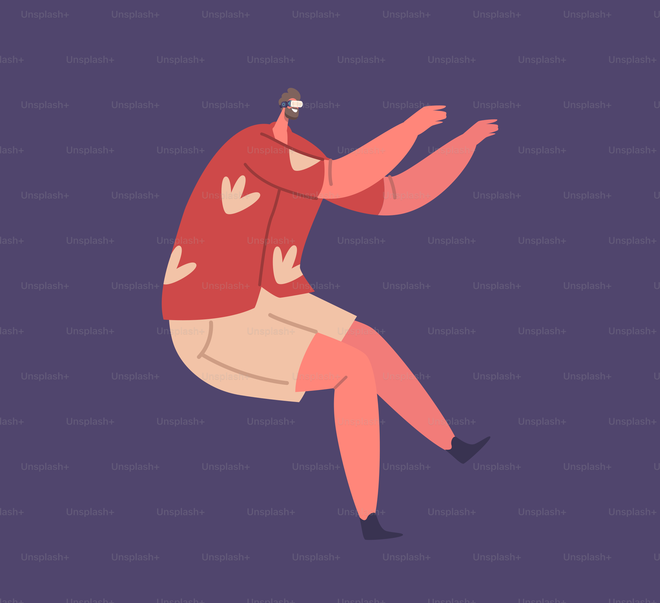 Gaming, Video Game Entertainment in Metaverse Futuristic Concept. Happy Male Character Feel Amazing Vr Experience in cyber Space. Man Wear Virtual Reality Headset for Fun. Cartoon Vector Illustration