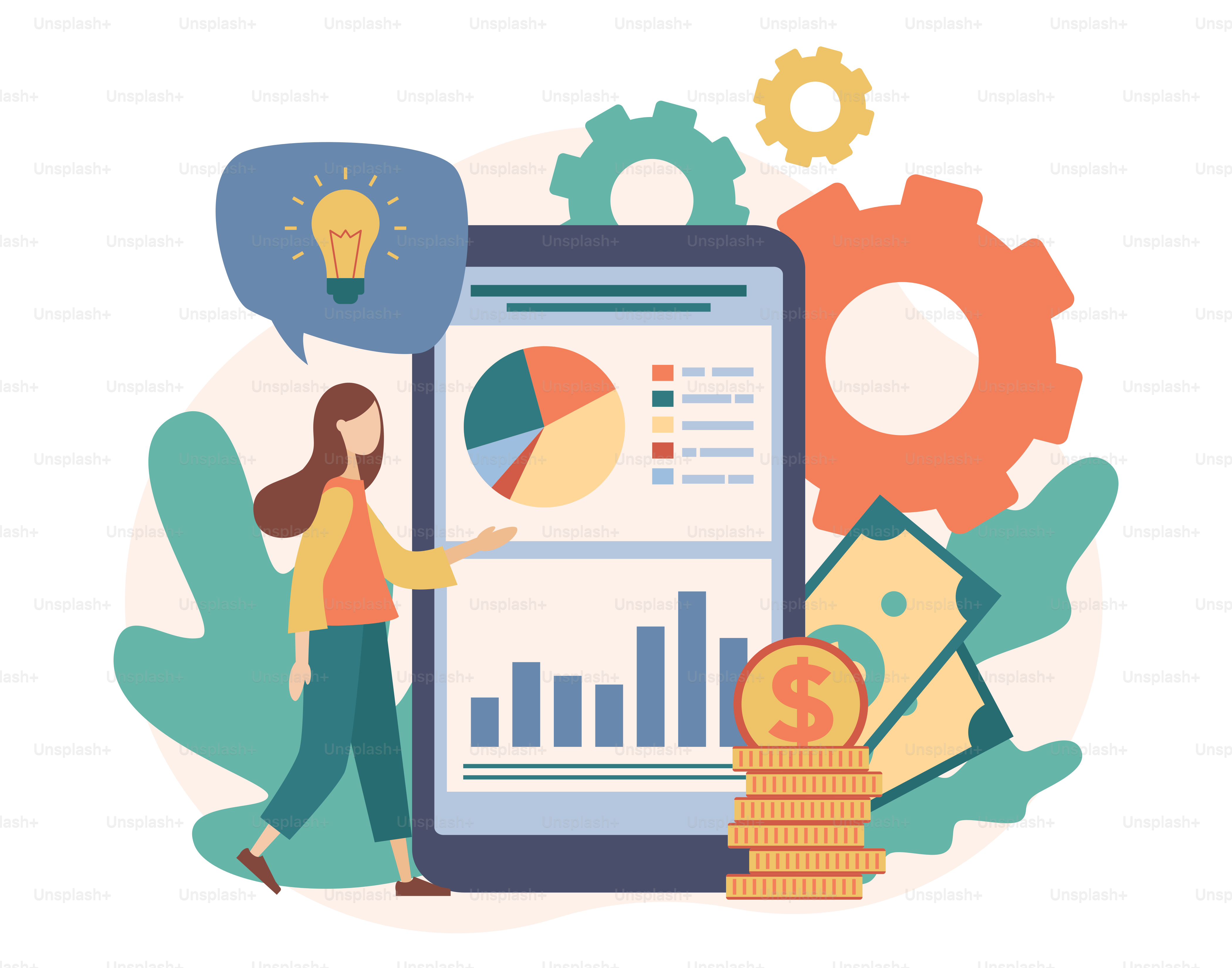 Business success. Flat cartoon style. Vector illustration