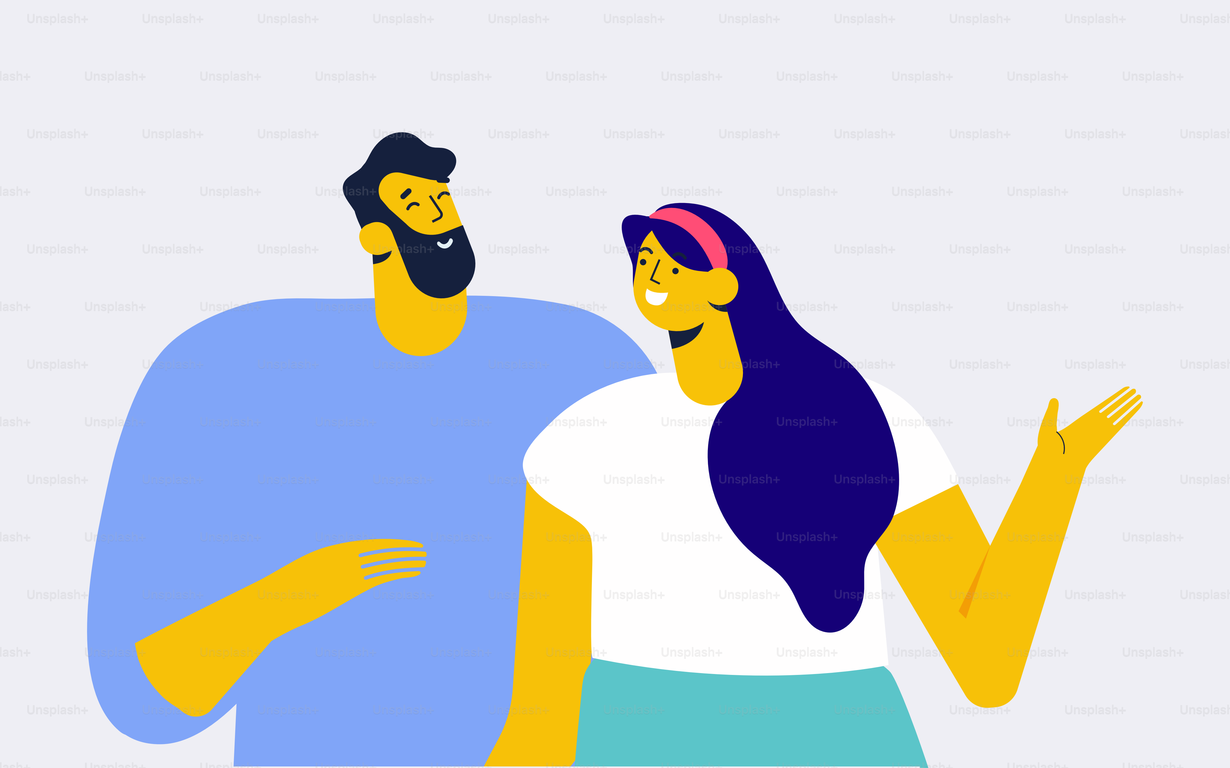 Happy smiling people flat vector illustration isolated on white background. Friendship. Man and  woman happy