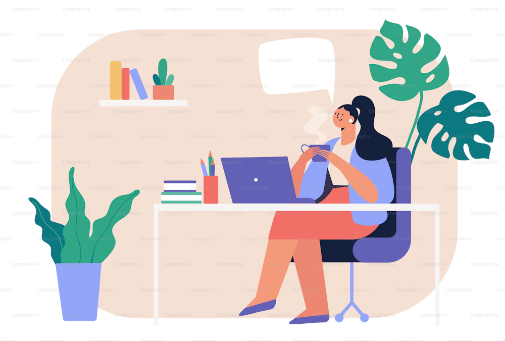 Break from work in the office. Flat vector illustration