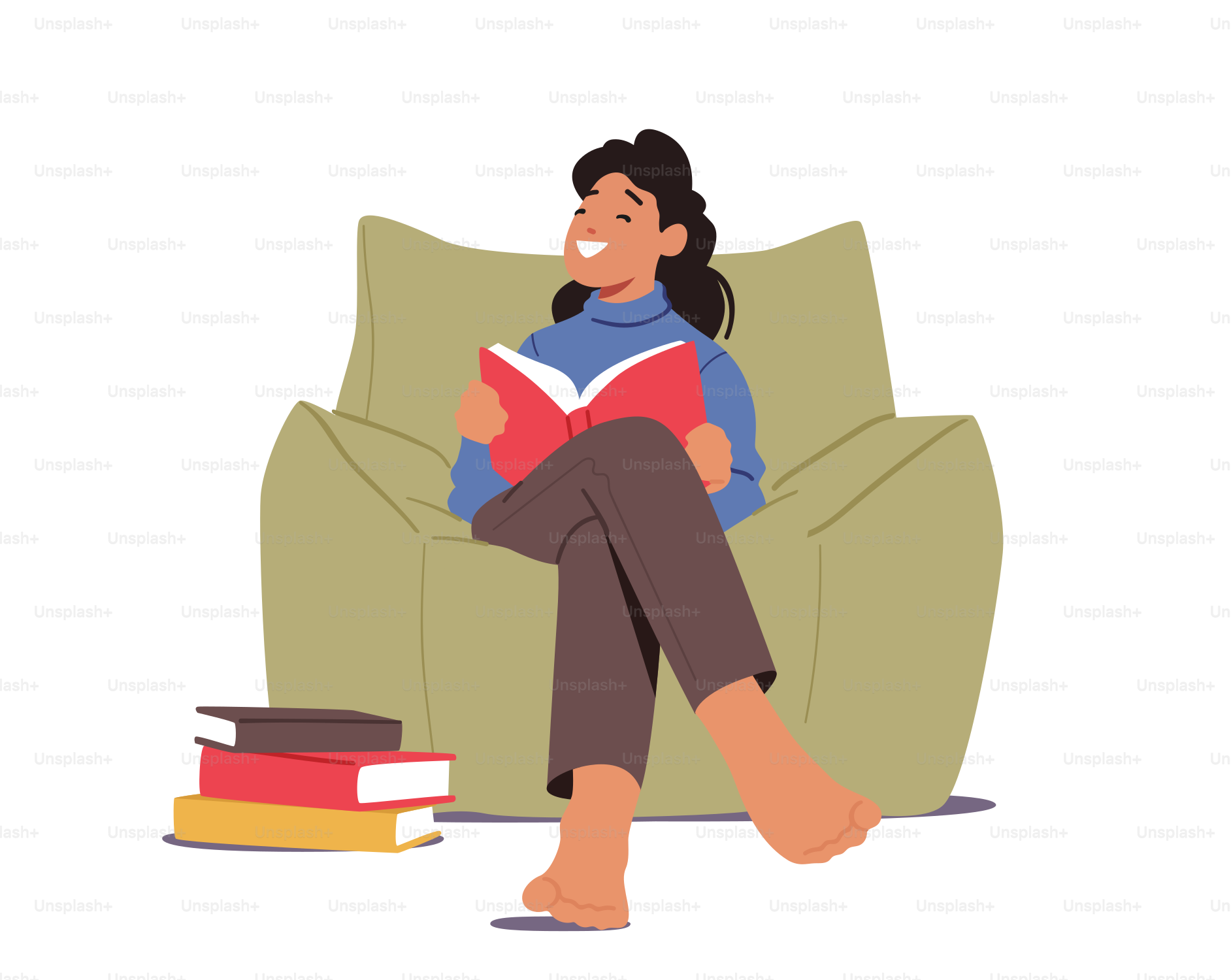 아이 공부, 여학생 학습, 동화 이야기 읽기. 집이나 도서관의 안락의자에 앉아 책을 읽는 소녀 캐릭터. 학교 수업, 교육 및 지식  개념. 만화 벡터 일러스트레이션 벡터 – Unsplash의 책 이미지, image size:3000x2388