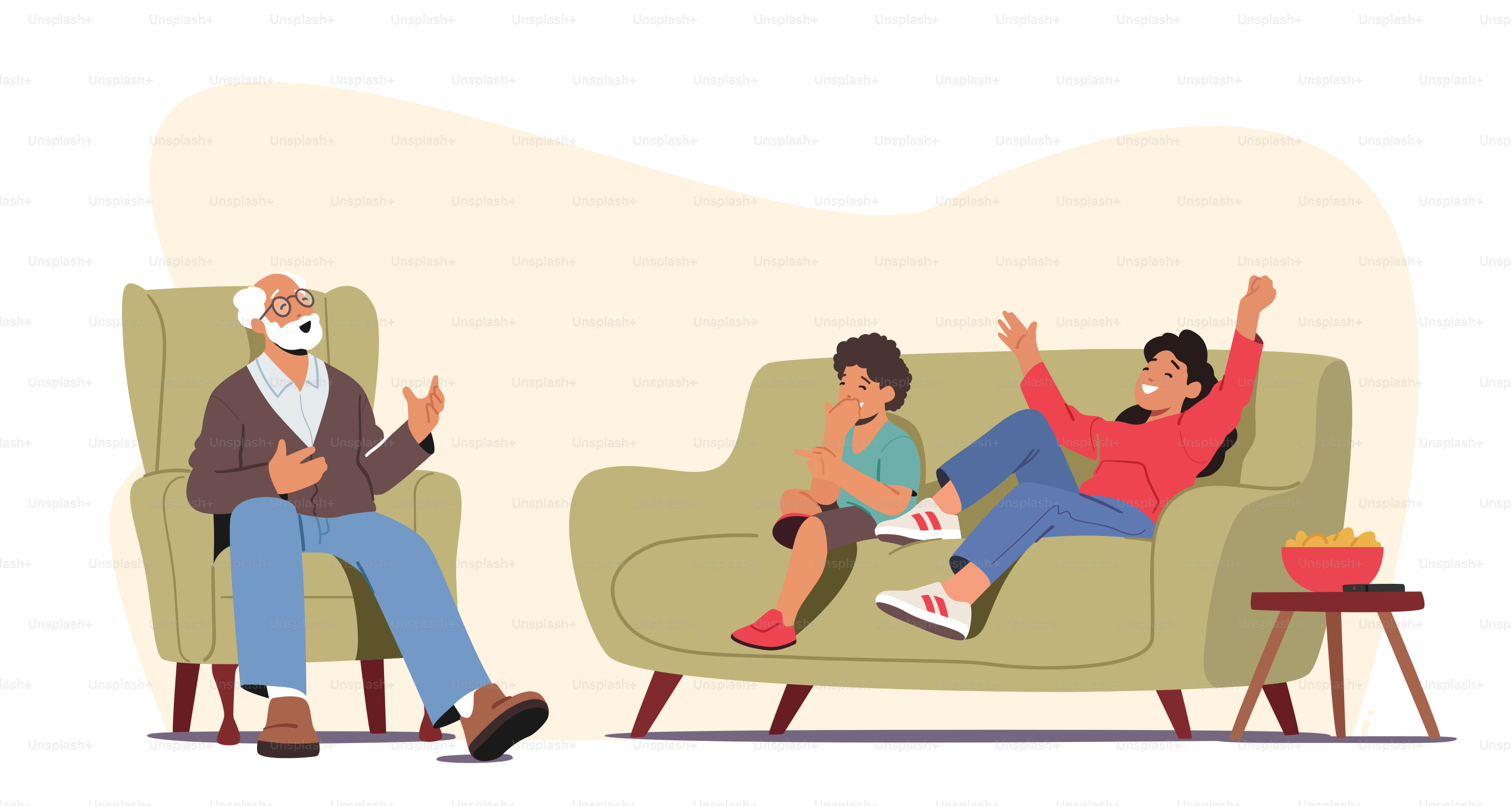 Un gruppo di persone sedute su una sedia vettoriale – Immagine di  Illustrazione su Unsplash, image size:3000x1600