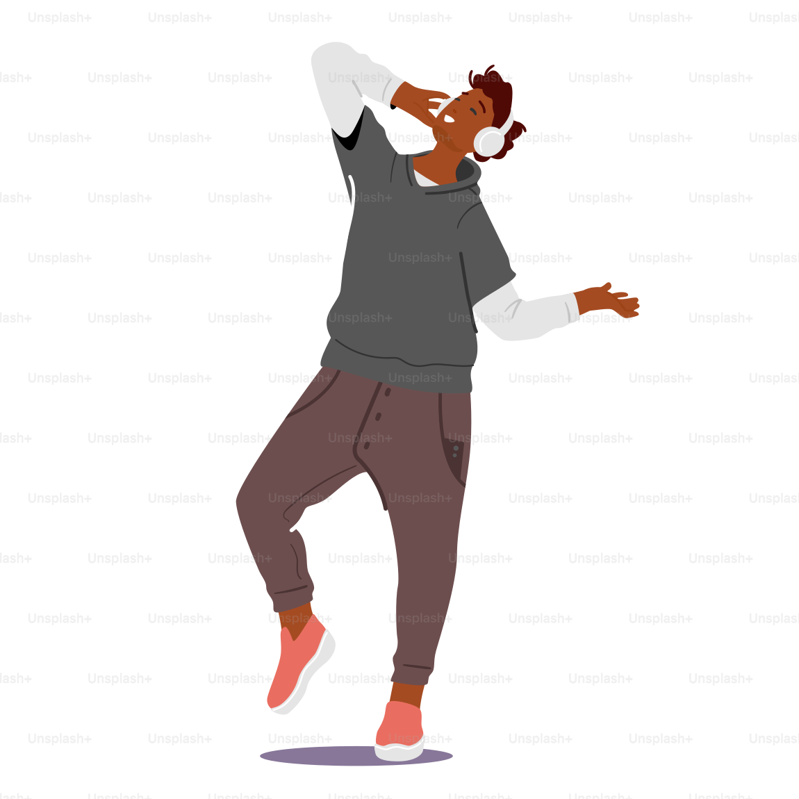 Relaxed Male Character in Headphones Listening Music in Relaxing Pose, Teenager Enjoying Sound Composition or Track. Emotional Pleasure, Leisure, Happy Life. Cartoon People Vector Illustration