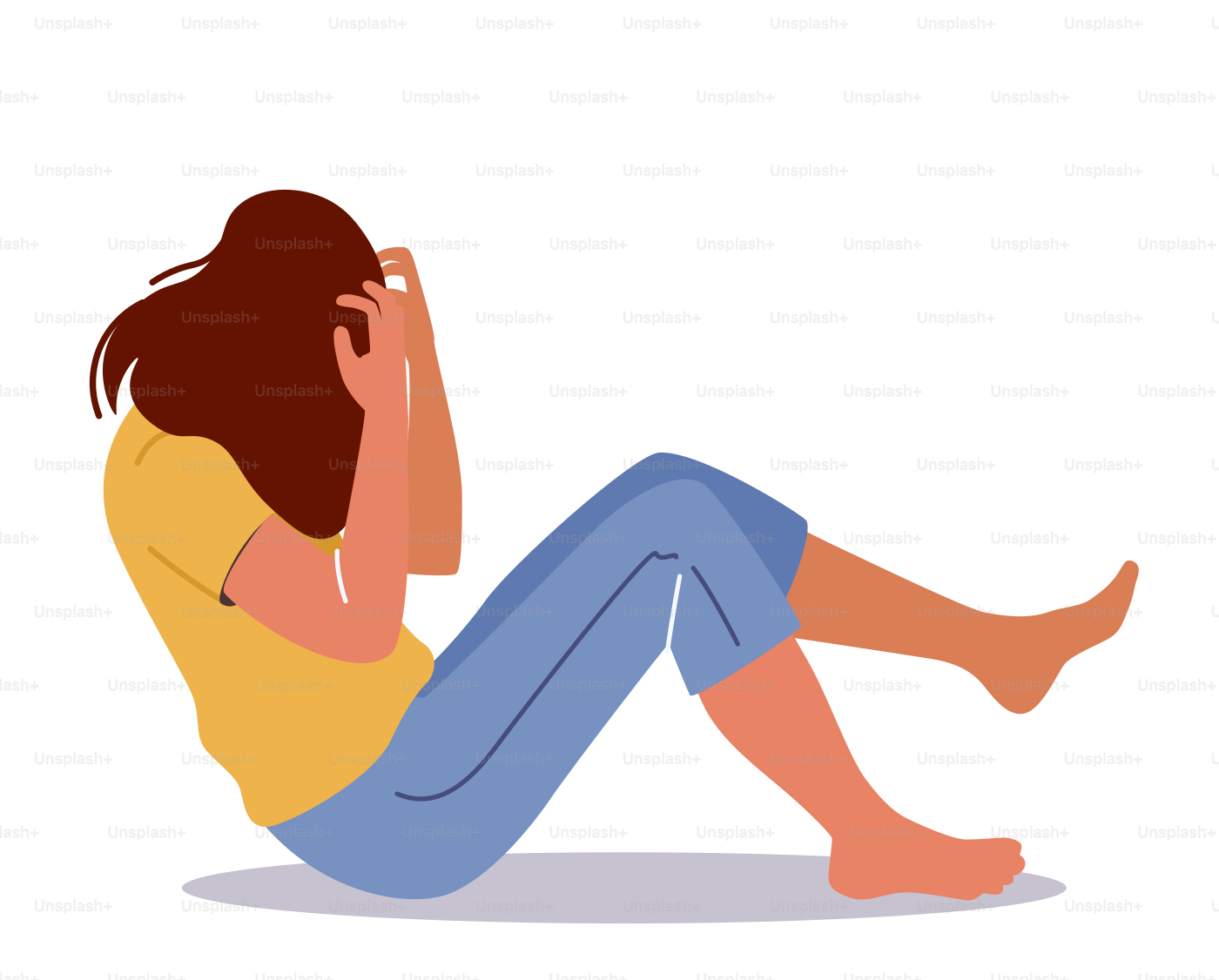 Woman Protecting from Beatings, Domestic Violence, Afraid of Something. Girl Character Covering Face with Hands, Psychological Problems, Despair, Depression. Cartoon People Vector Illustration