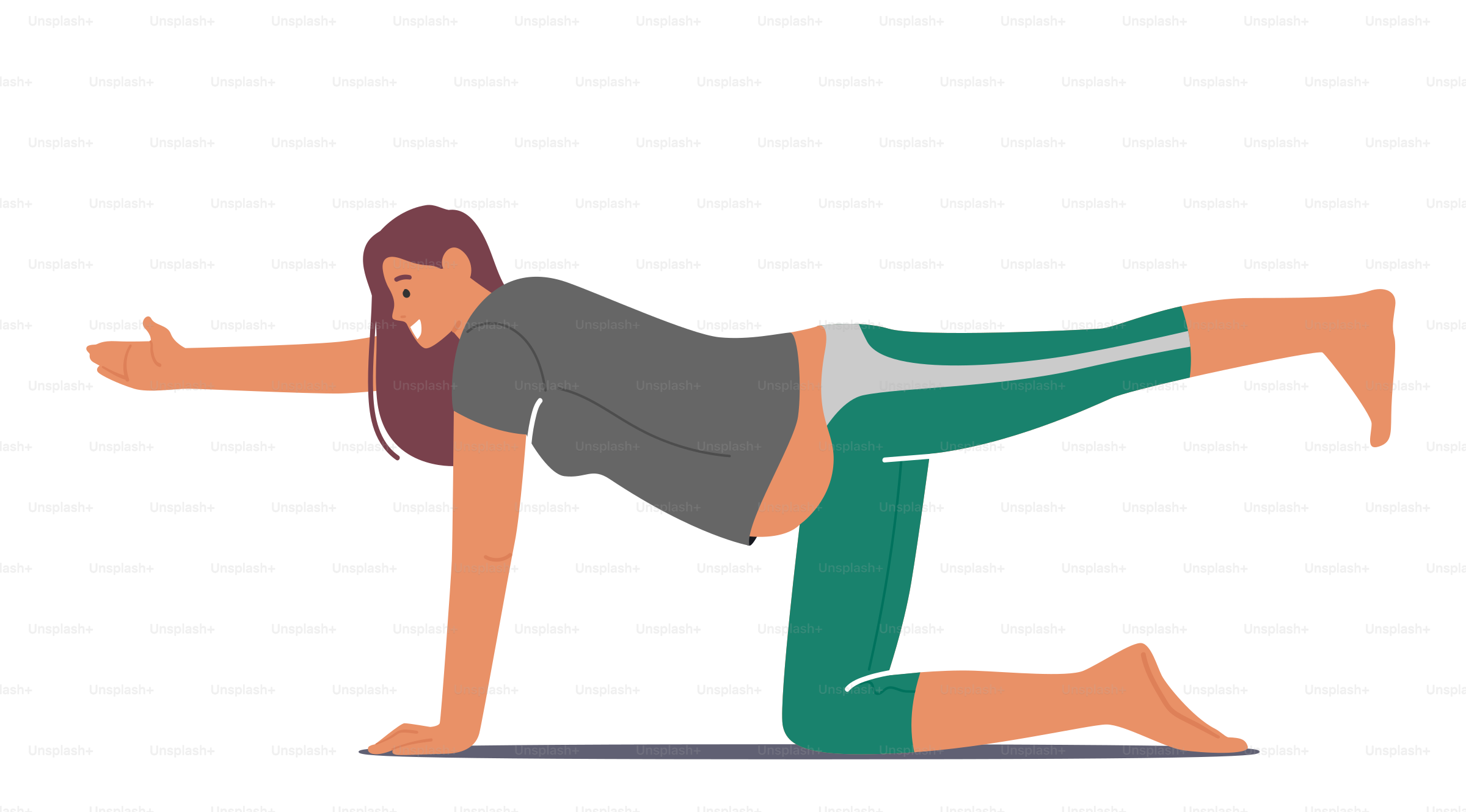 Pregnant Female Character Doing Yoga, Healthy Lifestyle, Relaxation, Exercises for Pregnant Women. Happy and Healthy Pregnancy Concept Isolated on White Background. Cartoon People Vector Illustration