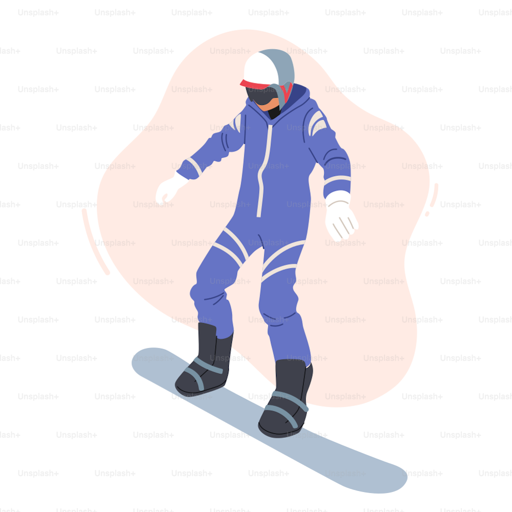 Adult Sportsman Dressed in Winter Clothes and Goggles Snowboarding and Making Stunts on Mountain Ski Resort. Winter Vacation Extreme Sports Activity and Entertainment. Cartoon Vector Illustration