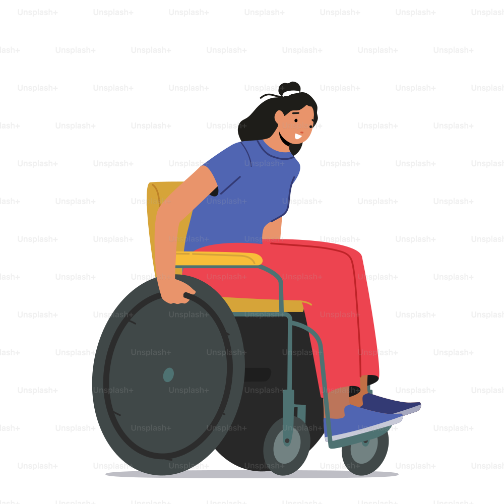 Paralympic Athlete Race, Woman Riding Wheelchair during Marathon Competition. Handicapped Single Character Sport, Workout, Disabled Person Exercise, Rehab Activity. Cartoon People Vector Illustration