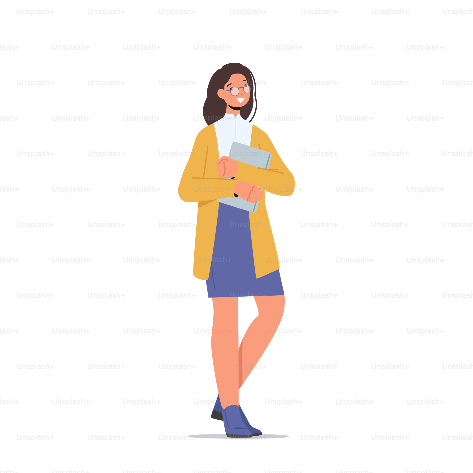 Mature Caucasian Woman Wear Casual Apparel with Tablet Pc. Confident Adult Female Person Isolated on White Background. Business Manager, Teacher, Student Character. Cartoon People Vector Illustration