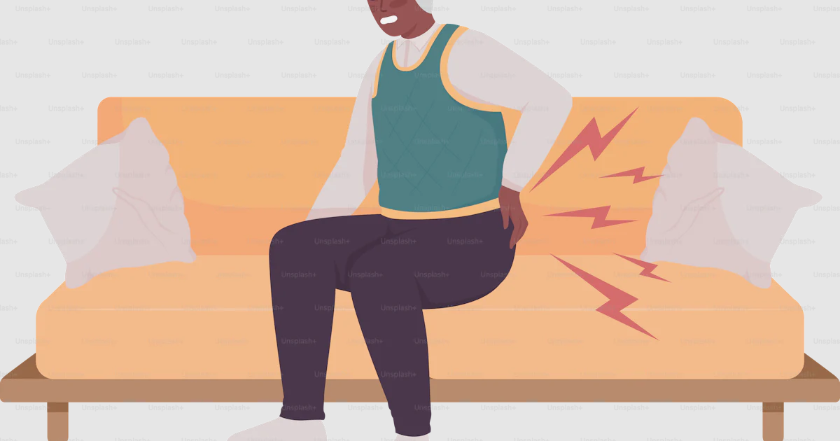Old man with aching back semi flat color vector character. Editable ...