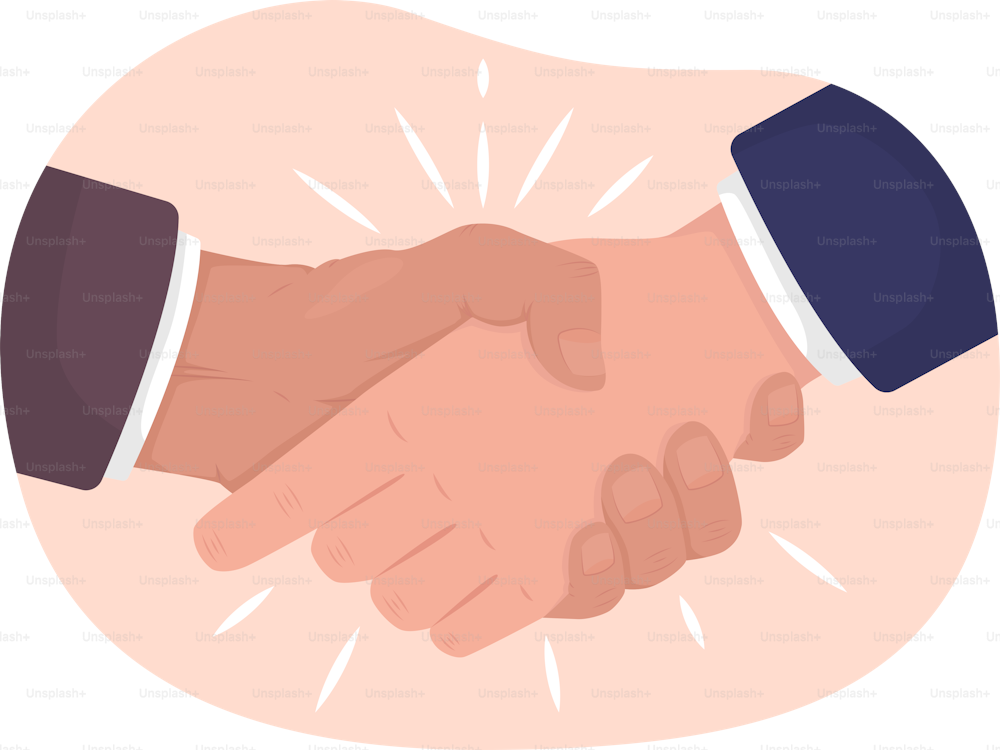 Making deal 2D vector isolated illustration. Two businessmen. Etiquette flat hand gesture on cartoon background. Meeting and greeting colourful editable scene for mobile, website, presentation
