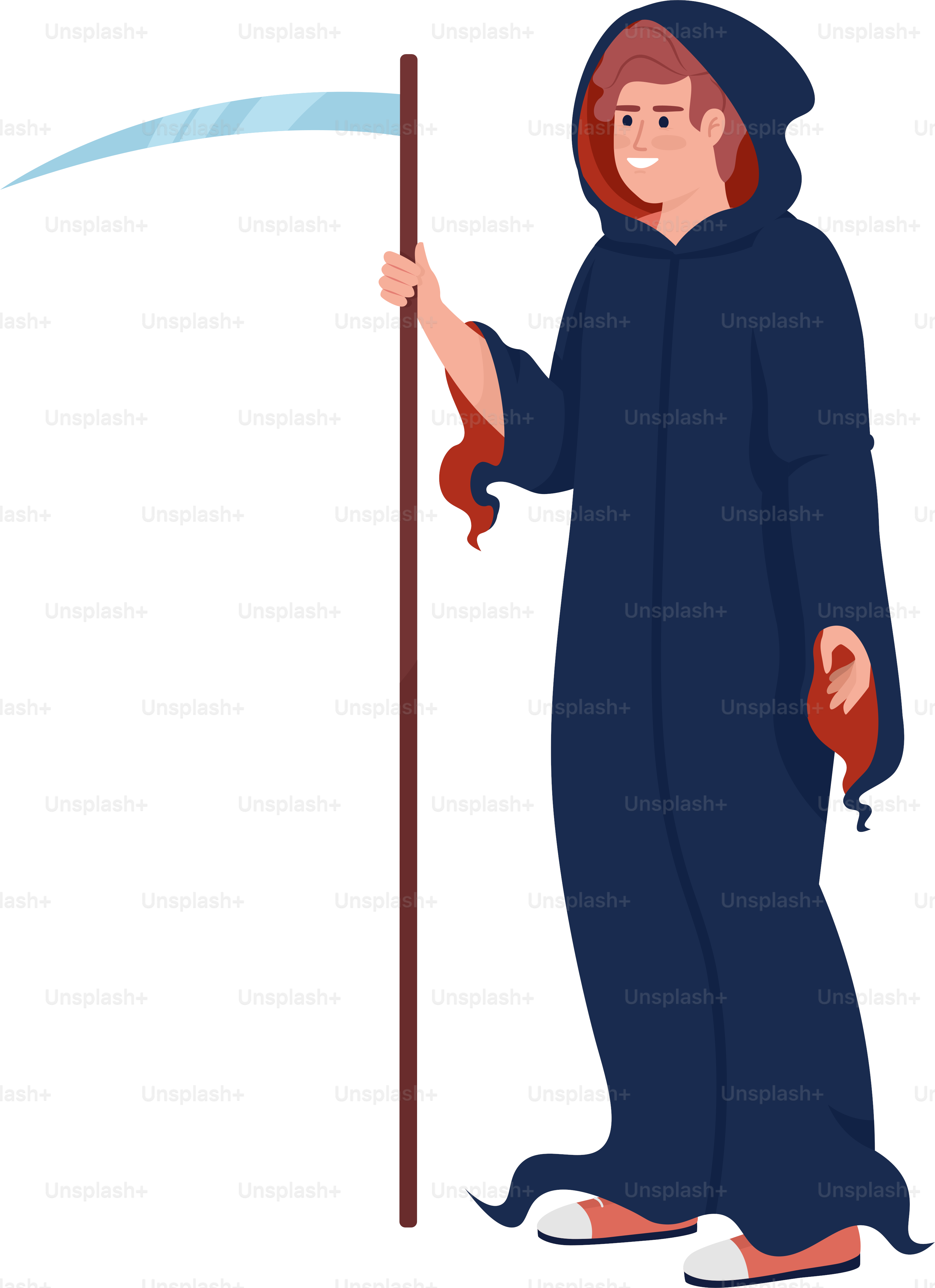 죽음의 의상을 입은 미소 짓는 남자, 반평면 색상 벡터 캐릭터. 편집 가능한 도표. 흰색 옷에 전신 사람. 웹 그래픽 디자인 및  애니메이션을 위한 할로윈 간단한 만화 스타일 일러스트 벡터 – Unsplash의 추상적인, image size:3000x4132