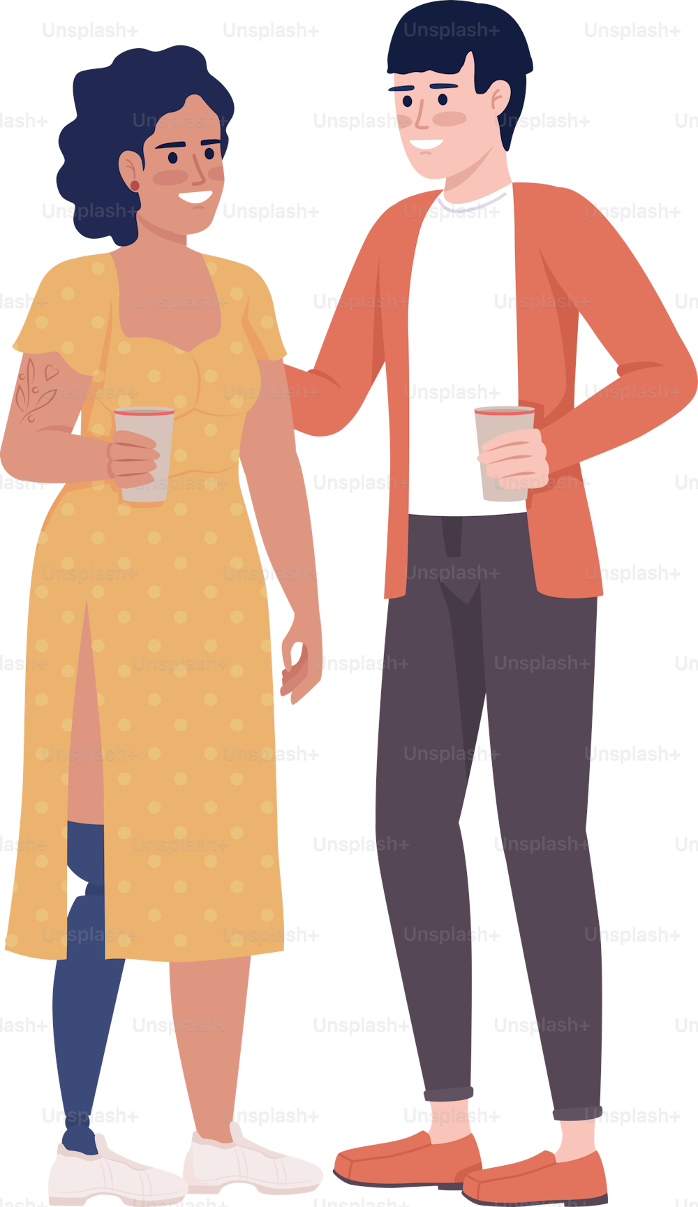 Friendly communication semi flat color vector characters. Editable figures. Full body people on white. Interaction simple cartoon style illustration for web graphic design and animation