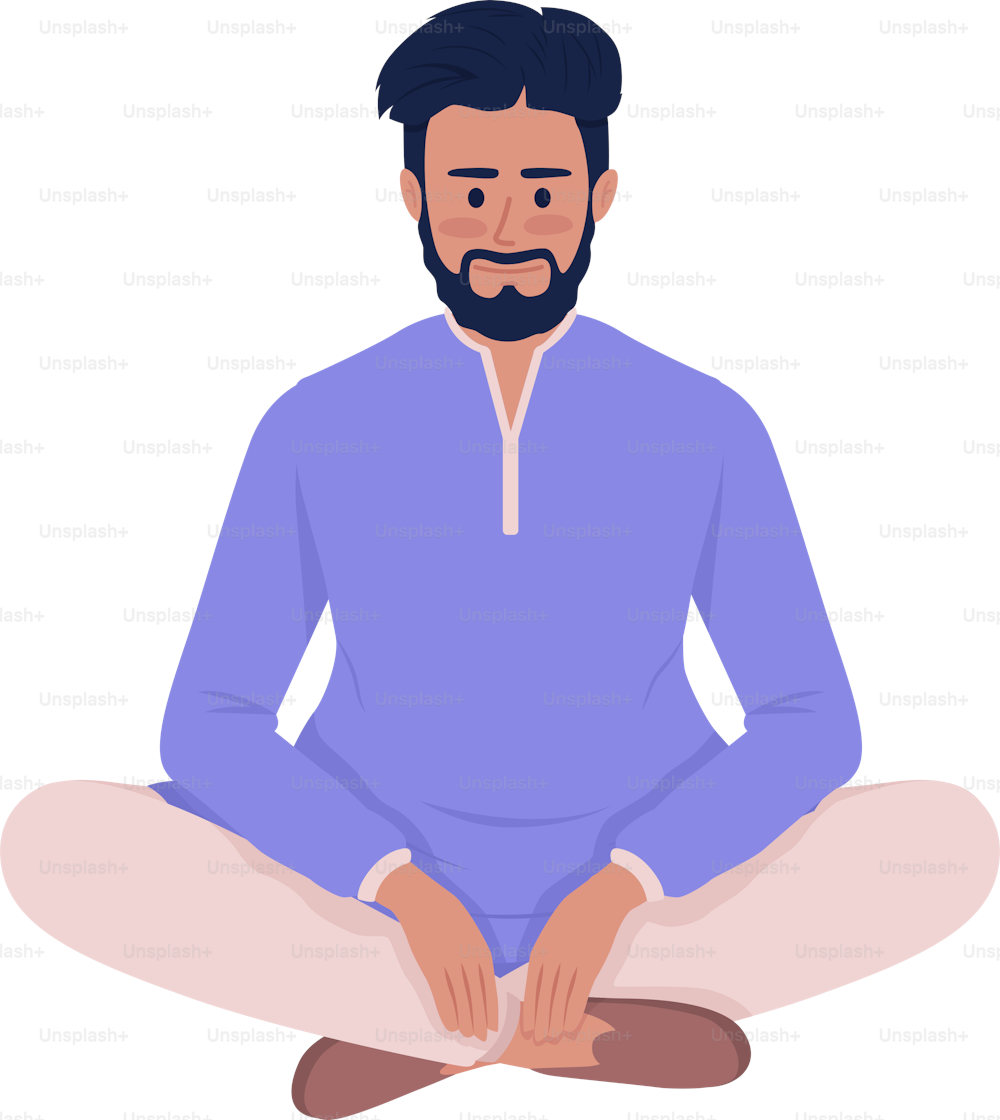 Smiling bearded man in traditional attire semi flat color vector character. Editable figure. Full body person on white. Simple cartoon style illustration for web graphic design and animation