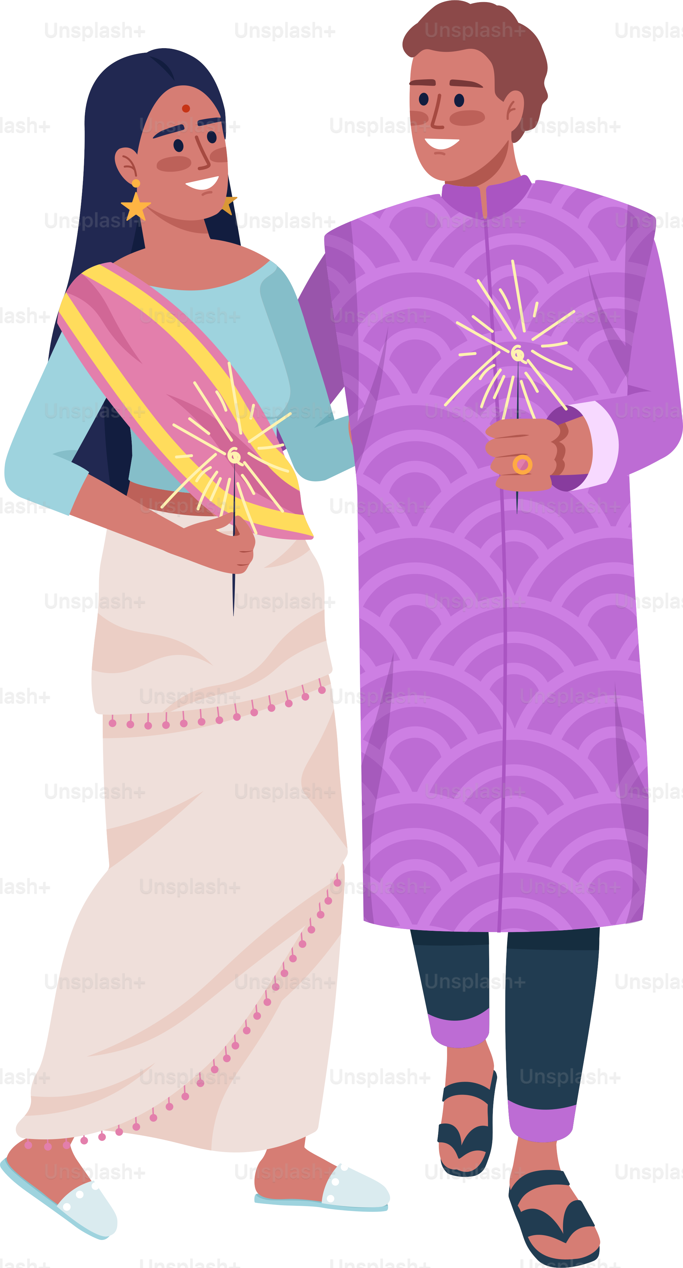 Couple heureux avec des lumières scintillantes et des personnages vectoriels couleur semi-plate. Des chiffres modifiables. Des personnes de corps entier sur des blancs. Illustration simple de dessin animé pour un rendez-vous romantique pour la conception graphique web et l’animation