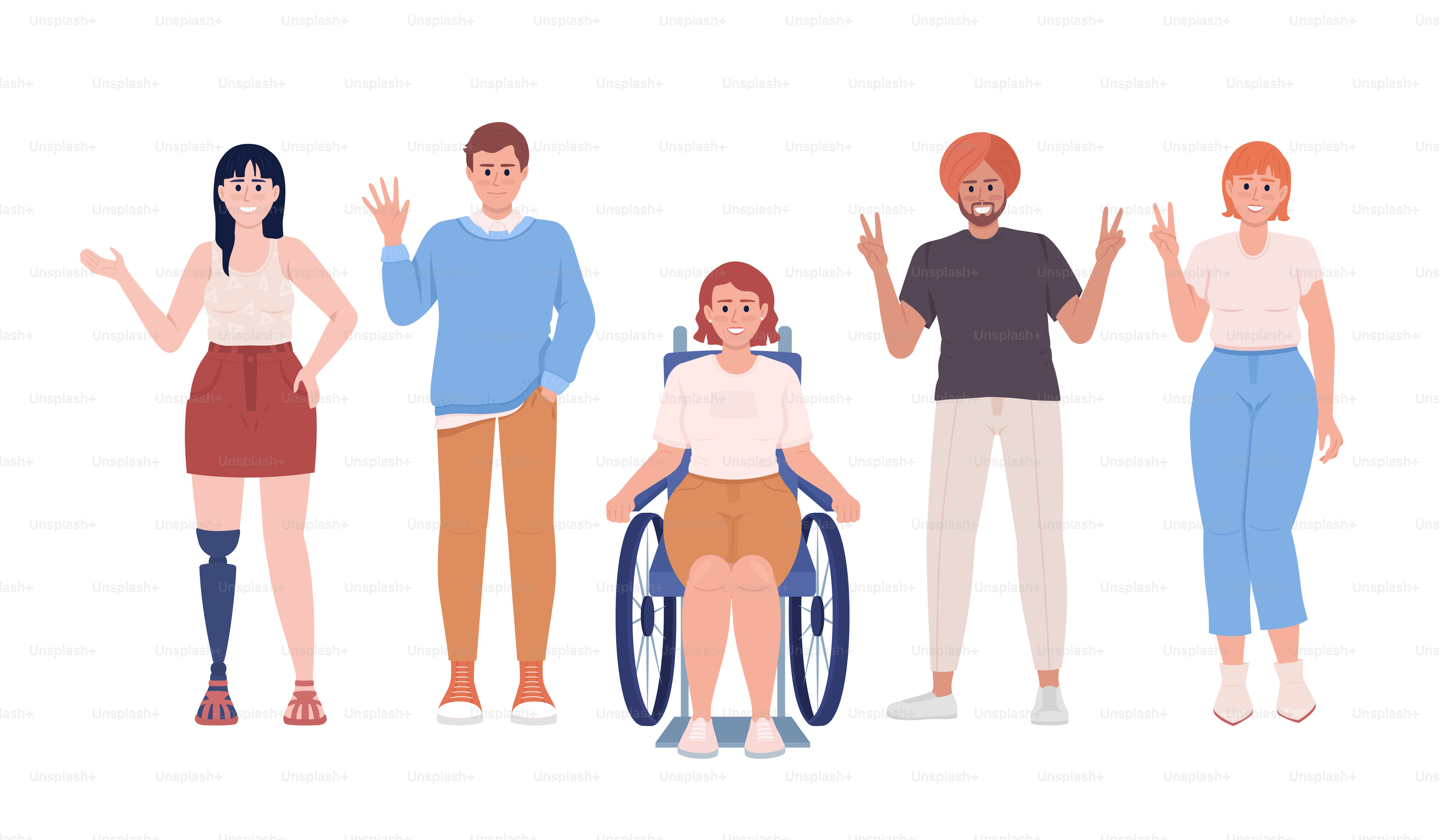 Diversity and inclusion semi flat color vector characters. Editable figures. Full body people on white. Social equality simple cartoon style illustration for web graphic design and animation