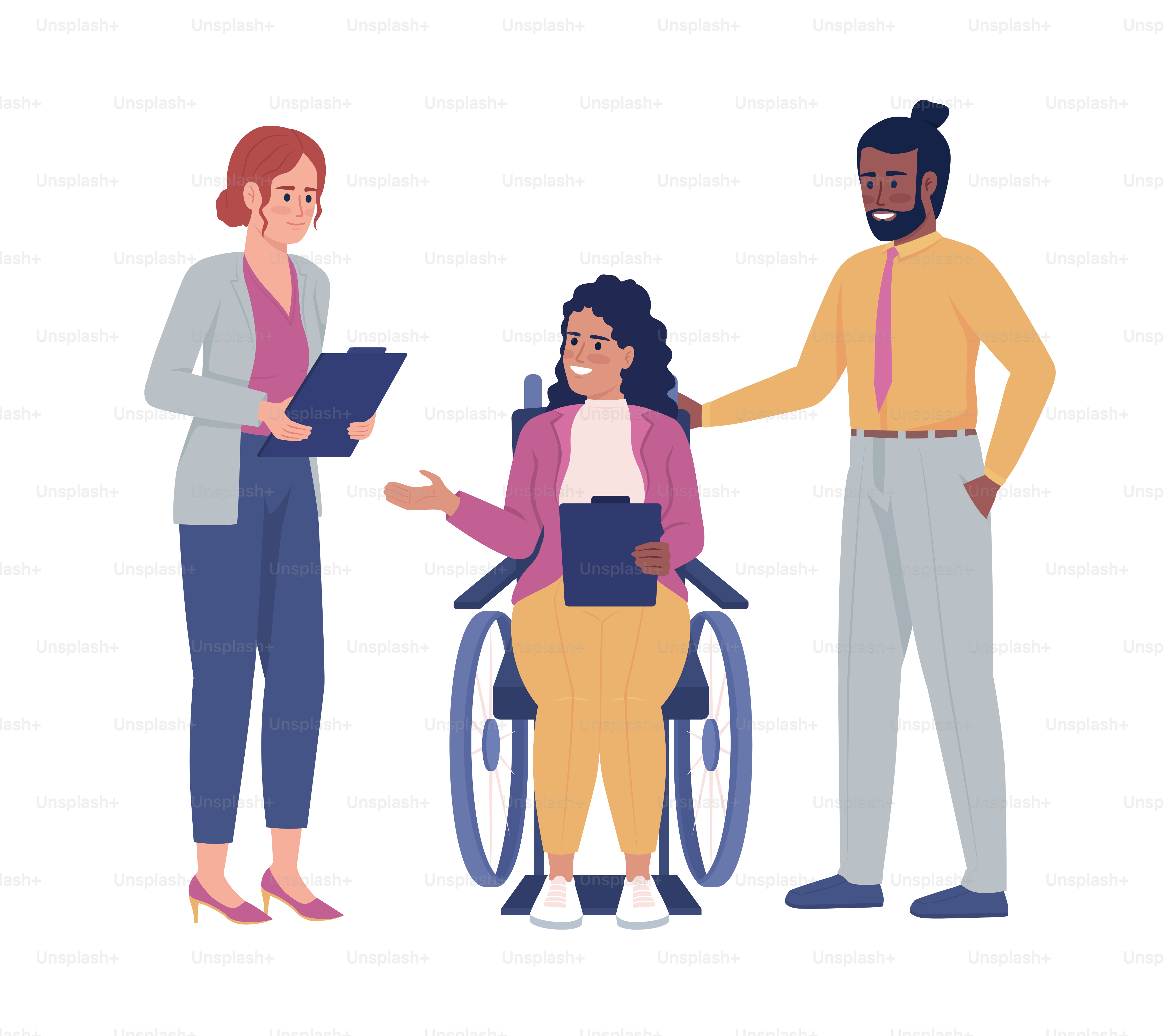 Office small talk semi flat color vector characters. Editable figures. Full body people on white. Informal communication simple cartoon style illustration for web graphic design and animation