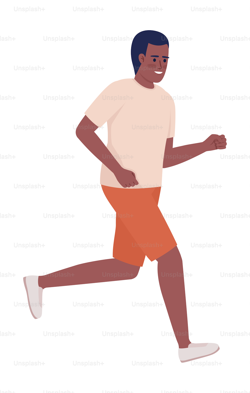Running man semi flat color vector character. Sports activity and hobby. Editable figure. Full body person on white. Simple cartoon style illustration for web graphic design and animation