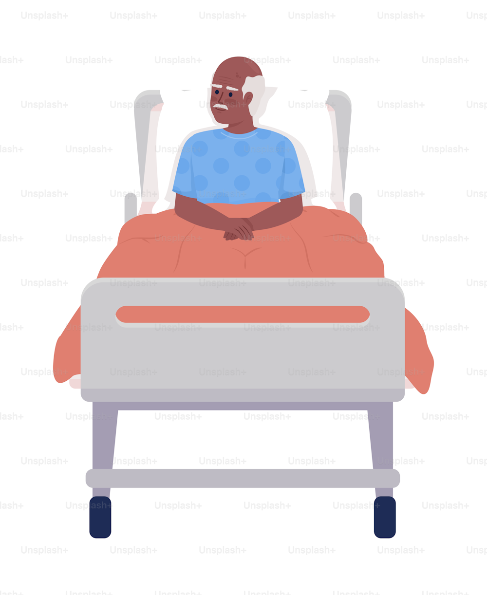 Patient semi flat color vector character. Hospitalization. Editable figure. Full body person on white. Recovery clinic simple cartoon style illustration for web graphic design and animation