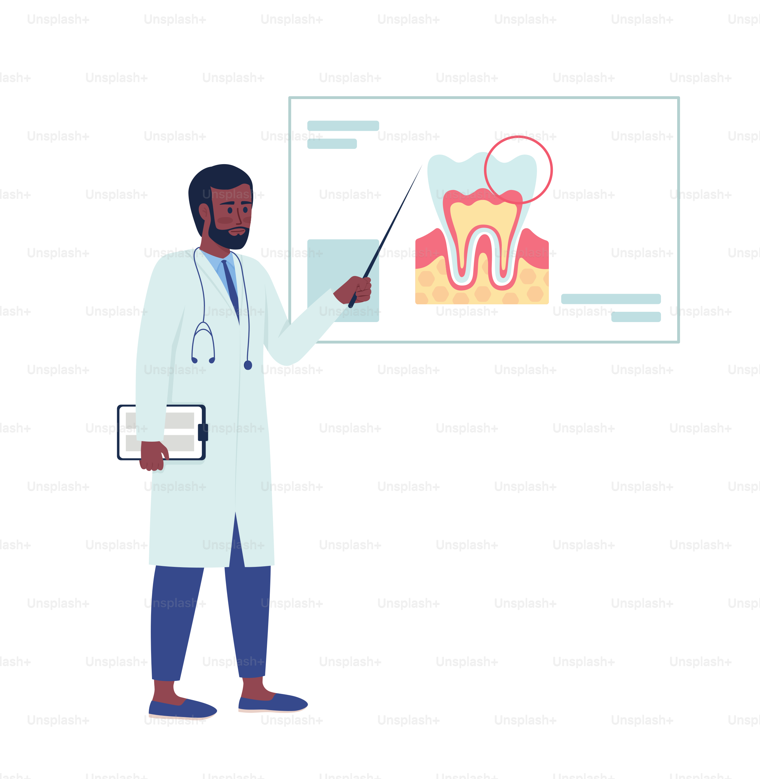 Professional dentist semi flat color vector character. Editable figure. Full body person on white. Healthcare simple cartoon style illustration for web graphic design and animation