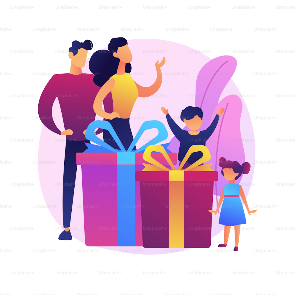 Parents and little children playing together. Happy parenthood, interracial couple, family bonding. Cheerful mother and father with kids. Vector isolated concept metaphor illustration