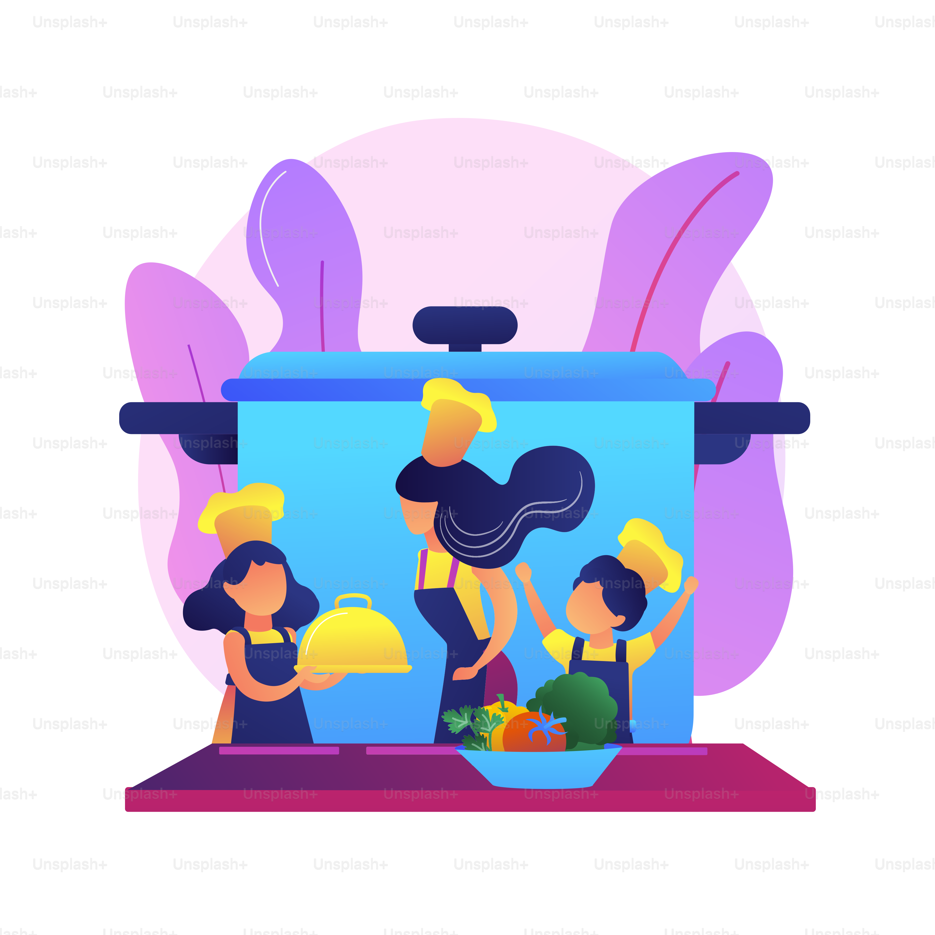 Pareja joven, novia y novio cocinando juntos. Cocina casera, relación romántica, preparación de cenas. Marido y mujer en la cocina. Ilustración de metáfora de concepto aislado vectorial
