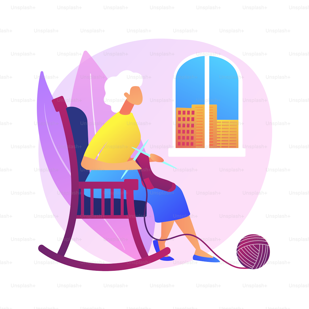 Loneliness of elderly people. Older adults isolation problem. Senior man cartoon character sitting alone in empty room. Retirement, isolation, solitude. Vector isolated concept metaphor illustration